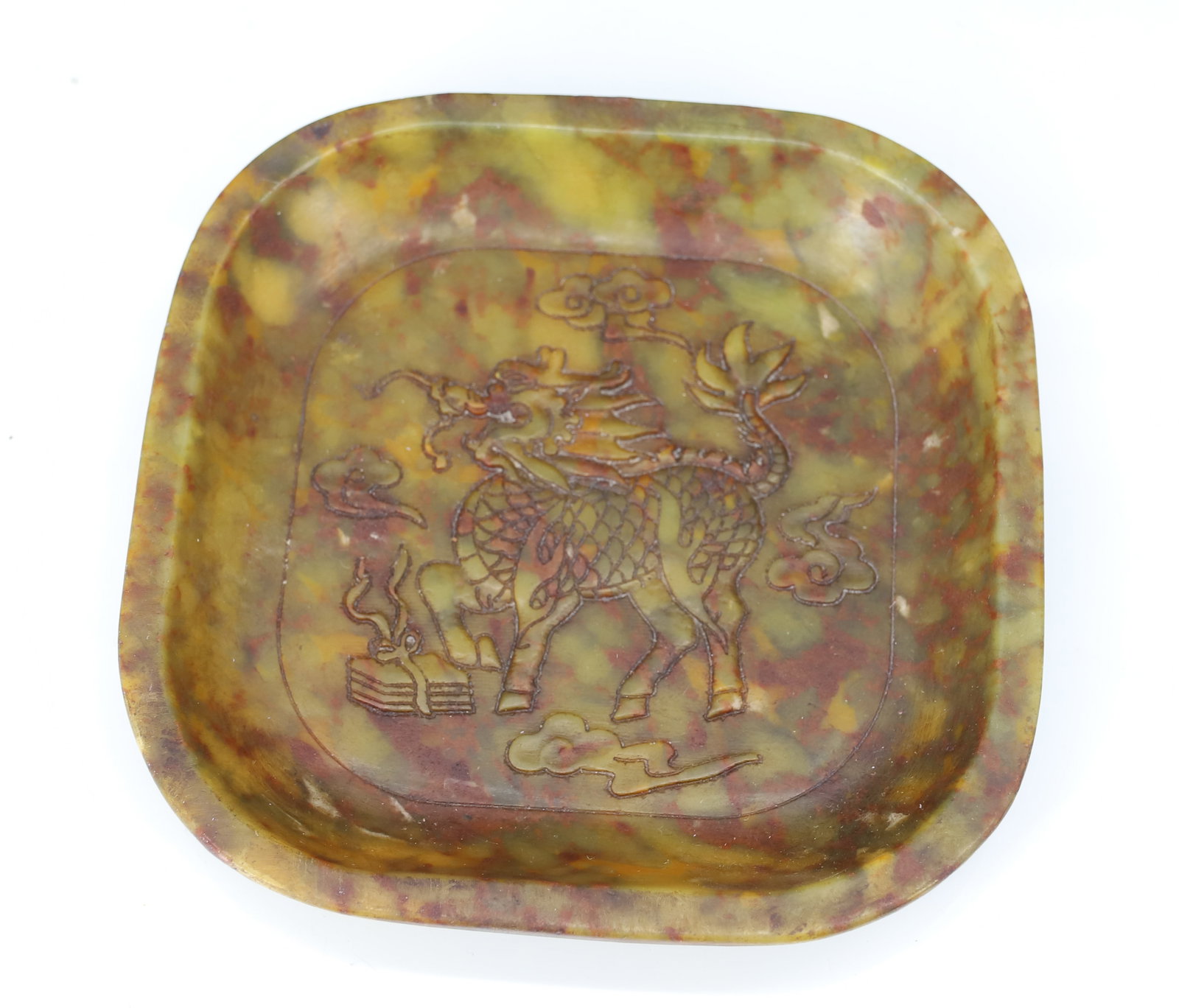 CHINESE JADE CARVED DRAGON PLATE (1 of 3)