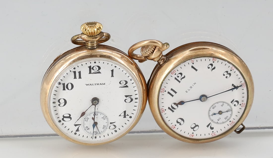 (2) ELGIN AND WALTHAM LADIES POCKET WATCHES (1 of 5)