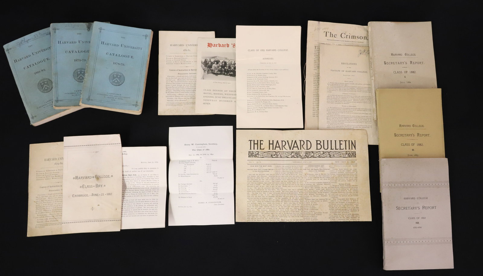 LOT OF 19TH C. HARVARD UNIVERSITY CATALOGUES / PAPERWORK (1 of 6)