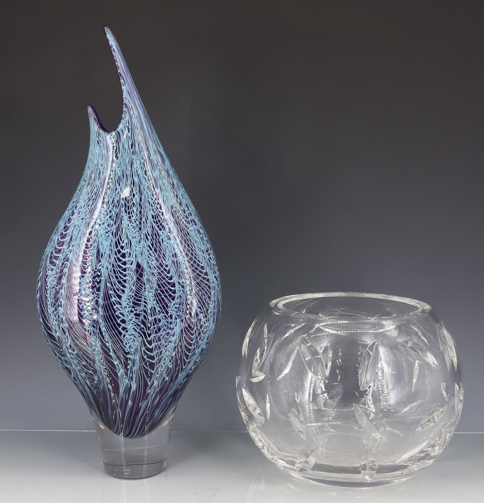 STUDIO GLASS VASE AND CRYSTAL BOWL (1 of 4)