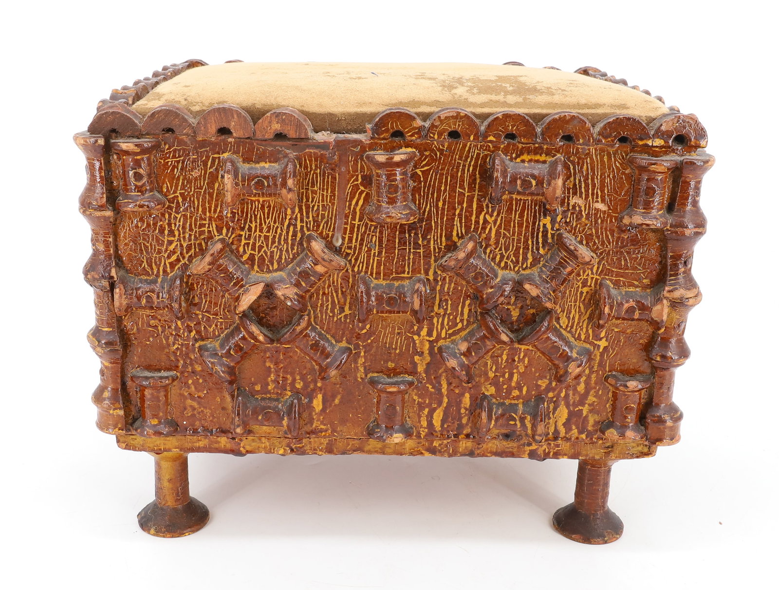 FOLK ART SPOOL FOOTSTOOL (1 of 5)
