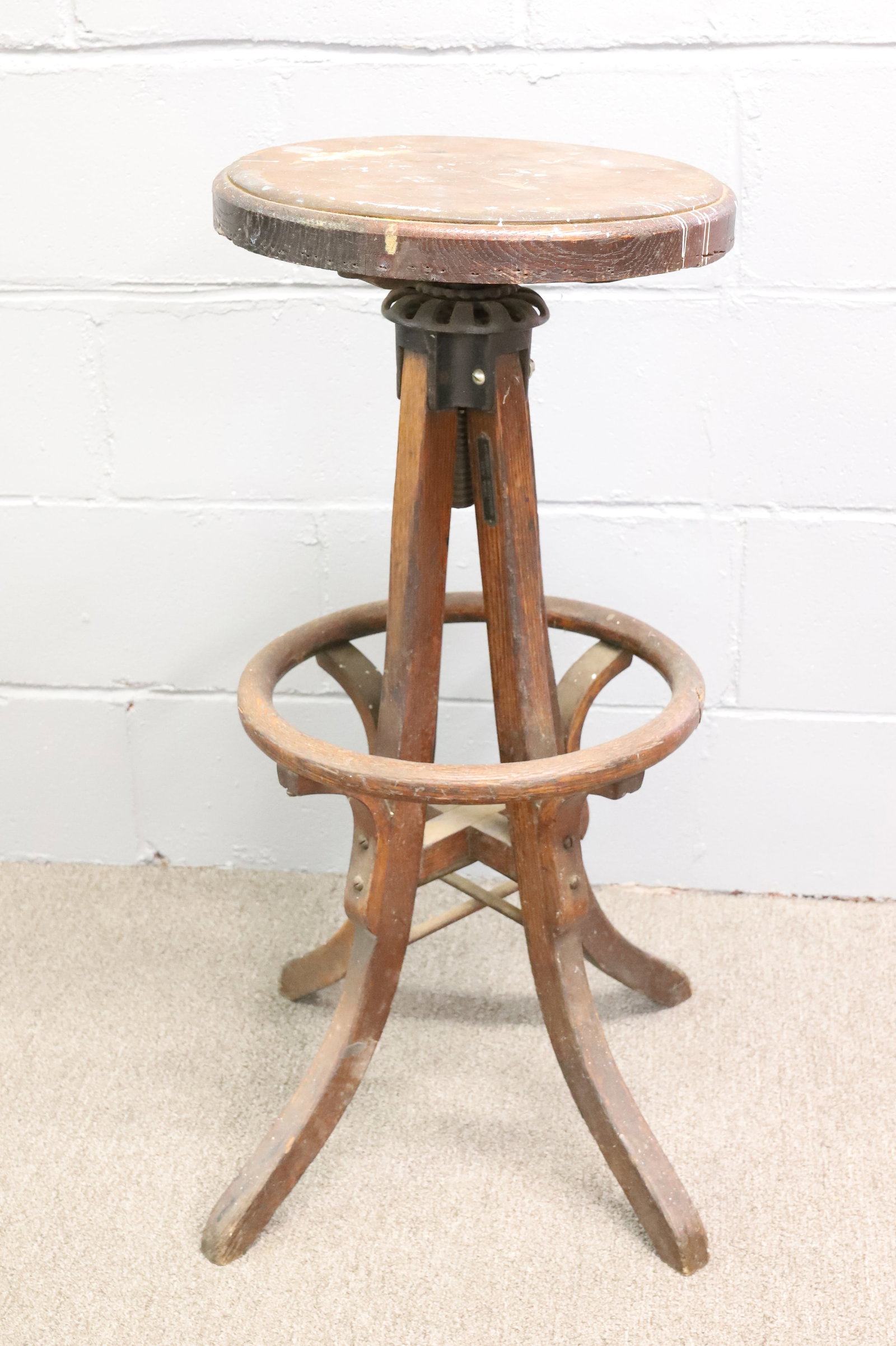 ANTIQUE OAK STOOL, HOGGSON BROTHERS (1 of 6)