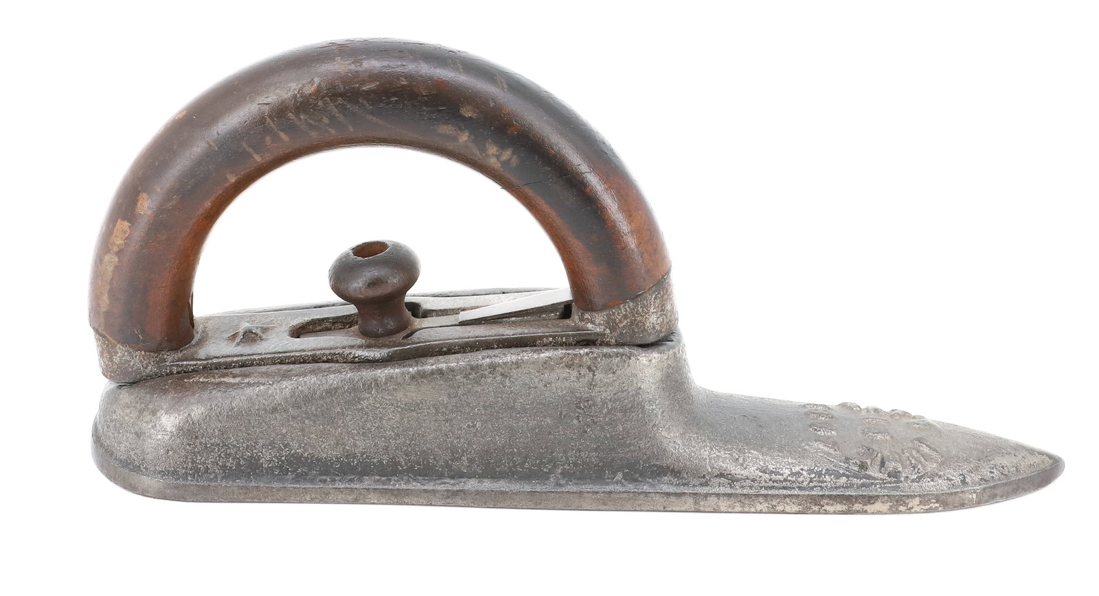 DETACHABLE HANDLE SLEEVE IRON: GENEVA DUCKBILL SLEEVE IRON. PAT. 1897. 10". PLEASE READ CAREFULLY - ITEMS MUST BE PAID FOR THROUGH LIVE AUCTIONEERS OR WITH CASH OR CHECK IN PERSON - Terms for Purchasing and Shipping of Auction