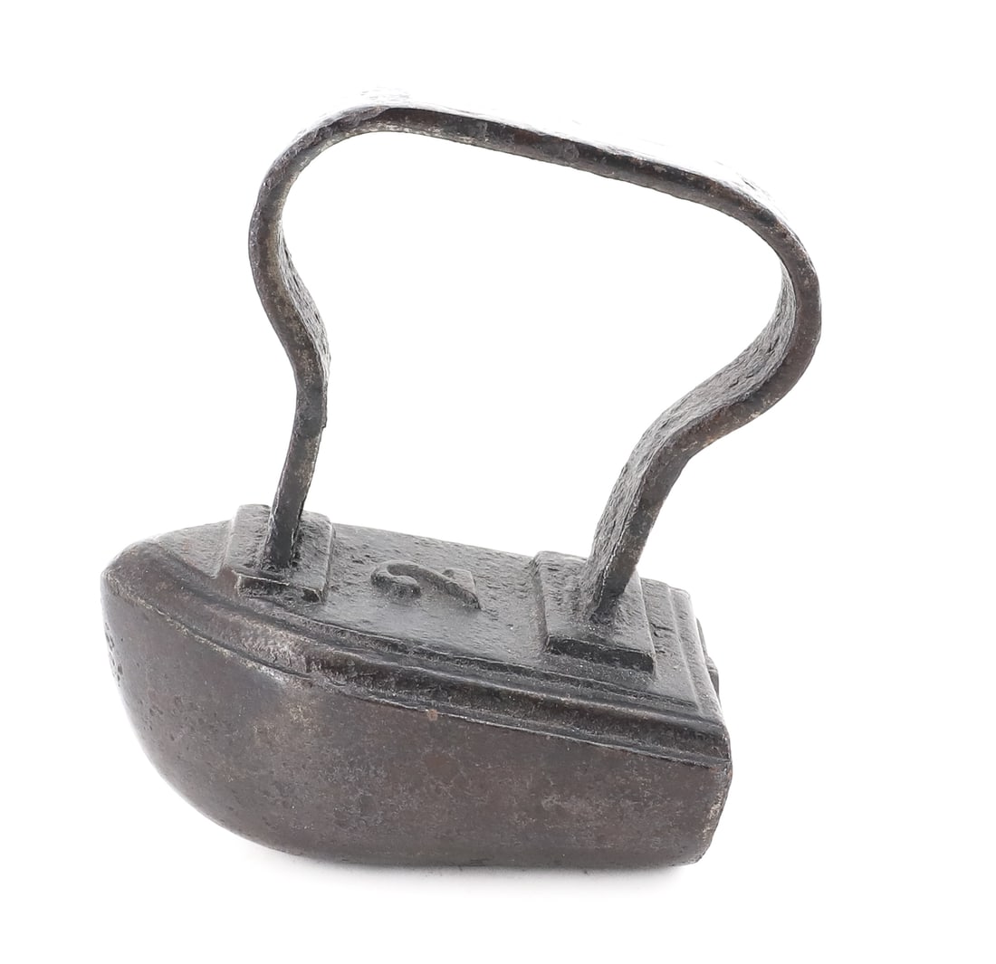 RARE FRENCH POLISHING IRON: UNUSUAL BULBOUS UNDERBELLY. MRKD. #2. PLEASE READ CAREFULLY - ITEMS MUST BE PAID FOR THROUGH LIVE AUCTIONEERS OR WITH CASH OR CHECK IN PERSON - Terms for Purchasing and Shipping of Auction Items. Plea