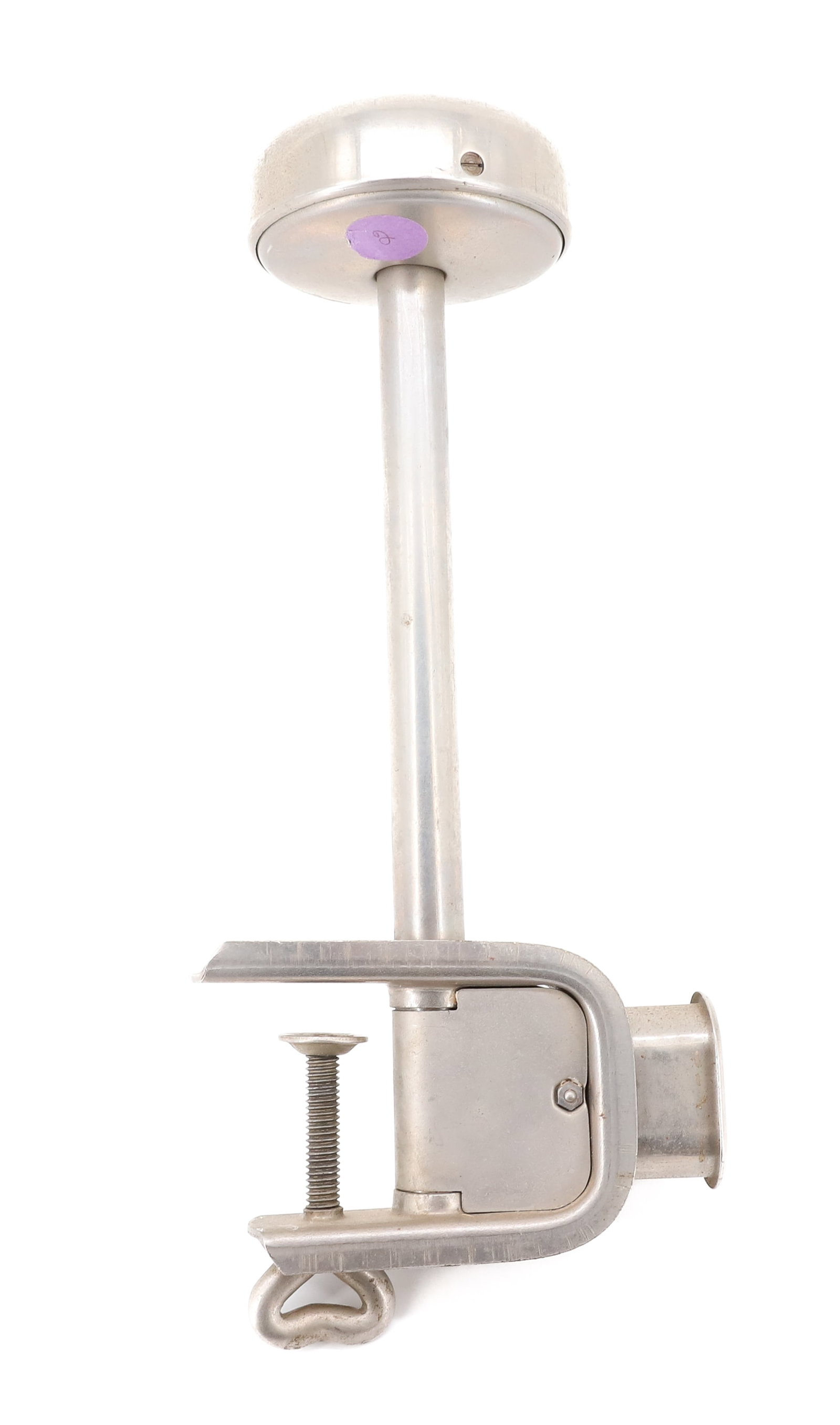 BUGELFIX ELECTRIC CLAMP-ON IRON: NICKEL FINISH. ROUND TOP FOR HATS. HEART THUMB SCREW. 11" H. PLEASE READ CAREFULLY - ITEMS MUST BE PAID FOR THROUGH LIVE AUCTIONEERS OR WITH CASH OR CHECK IN PERSON - Terms for Purchasing and Shipping