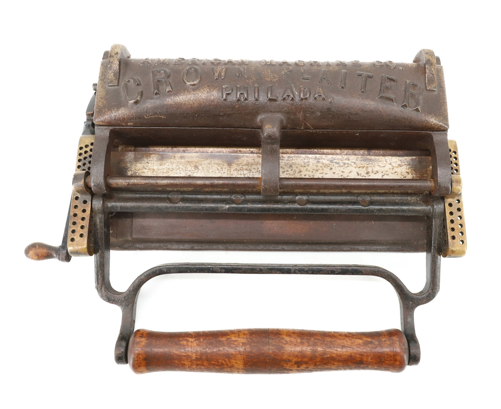 CROWN PLAITER MACHINE: AMERICAN MACHINE COMPANY. PHILADELPHIA, PA. PAINTED DESIGN. 12" X 10". PLEASE READ CAREFULLY - ITEMS MUST BE PAID FOR THROUGH LIVE AUCTIONEERS OR WITH CASH OR CHECK IN PERSON - Terms for Purchasing an