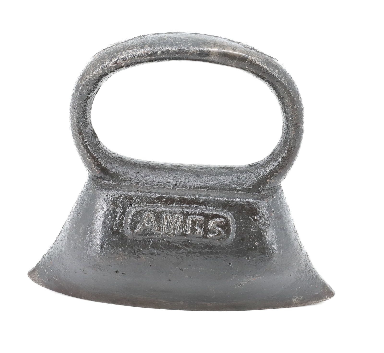 CIVIL WAR ERA SEAM IRON: MRKD. AMES. UNUSUAL FLAT BOTTOM SURFACE. BULBOUS BODY. 6" L. PLEASE READ CAREFULLY - ITEMS MUST BE PAID FOR THROUGH LIVE AUCTIONEERS OR WITH CASH OR CHECK IN PERSON - Terms for Purchasing and