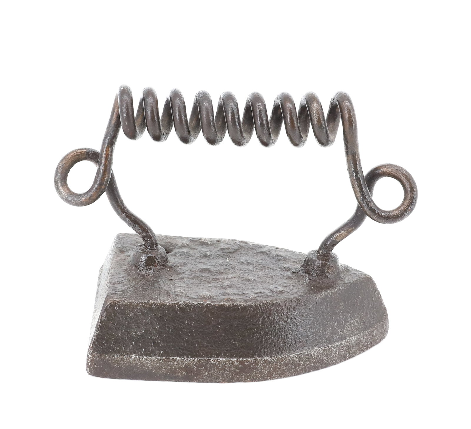 UNUSUAL COLD HANDLE FLAT IRON: GUSTAVOS HEIDEL, ST. LOUIS, MO, PATENT 1891. 6" L. PLEASE READ CAREFULLY - ITEMS MUST BE PAID FOR THROUGH LIVE AUCTIONEERS OR WITH CASH OR CHECK IN PERSON - Terms for Purchasing and Shipping of