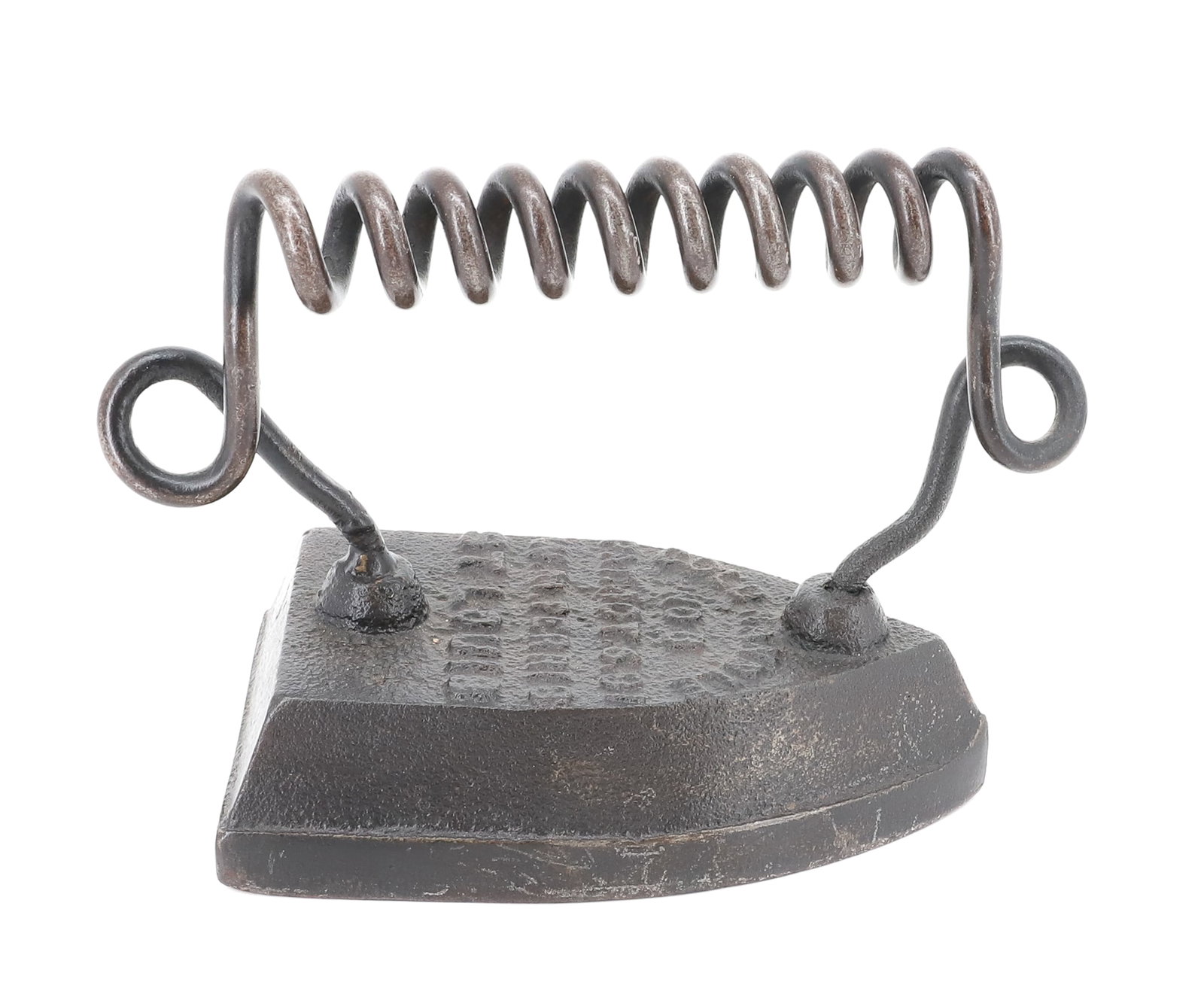 UNUSUAL COLD HANDLE FLAT IRON: FERRIS ST. LOUIS, PATENT 1891. 6" L. PLEASE READ CAREFULLY - ITEMS MUST BE PAID FOR THROUGH LIVE AUCTIONEERS OR WITH CASH OR CHECK IN PERSON - Terms for Purchasing and Shipping of Auction Items.