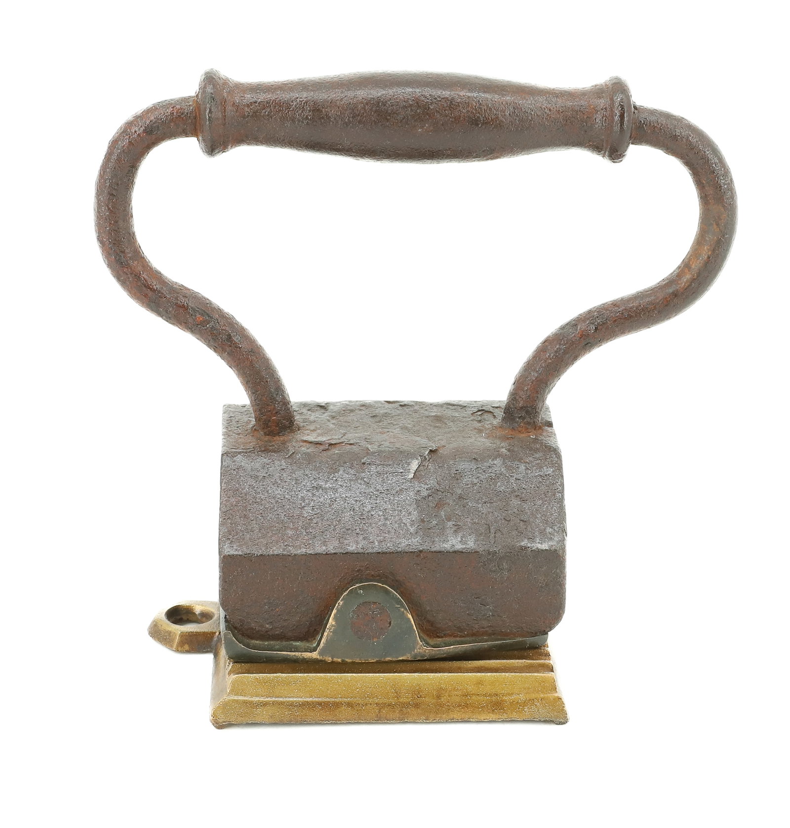 UNUSUAL FLUTING IRON: RECTANGULAR SHAPE WITH CANTED SIDES. ATTACHED BRASS FLUTING PLATE AND FLUTER BASE. UNMARKED. BASE 3" X 3 1/2". PLEASE READ CAREFULLY - ITEMS MUST BE PAID FOR THROUGH LIVE AUCTIONEERS OR WITH CASH OR C