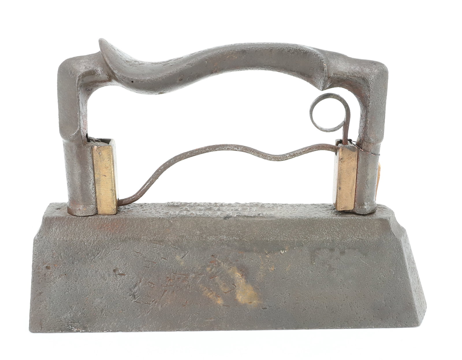 UNUSUAL TAILOR IRON BY POTTER COVELL: UNUSUAL SLIDE IN HANDLE. PATENT MARCH 6, 1851. T.R. TIMBY. 10 1/2" L. PLEASE READ CAREFULLY - ITEMS MUST BE PAID FOR THROUGH LIVE AUCTIONEERS OR WITH CASH OR CHECK IN PERSON - Terms for Purchasing and