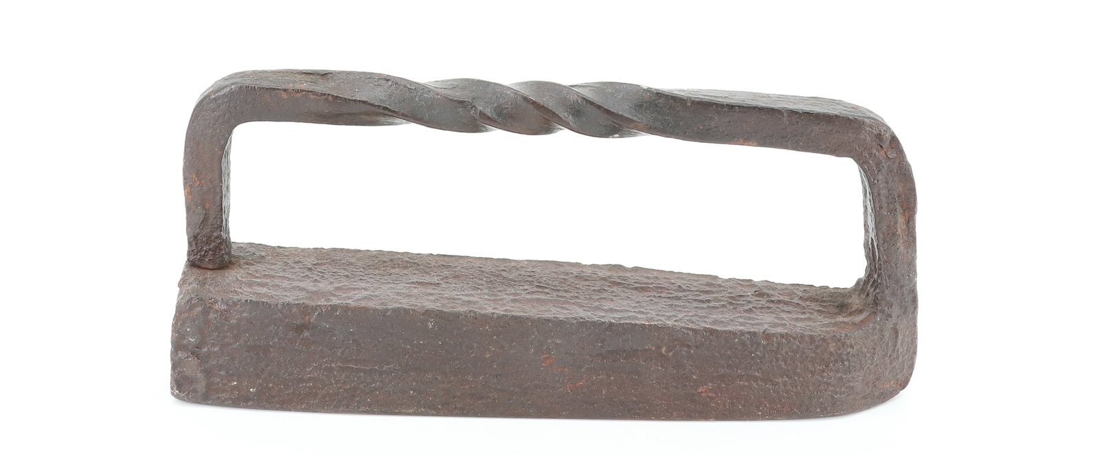 BLACKSMITH MADE TAILOR IRON: TWISTED HAND GRIP. 10 1/2" L. PLEASE READ CAREFULLY - ITEMS MUST BE PAID FOR THROUGH LIVE AUCTIONEERS OR WITH CASH OR CHECK IN PERSON - Terms for Purchasing and Shipping of Auction Items. Please read 