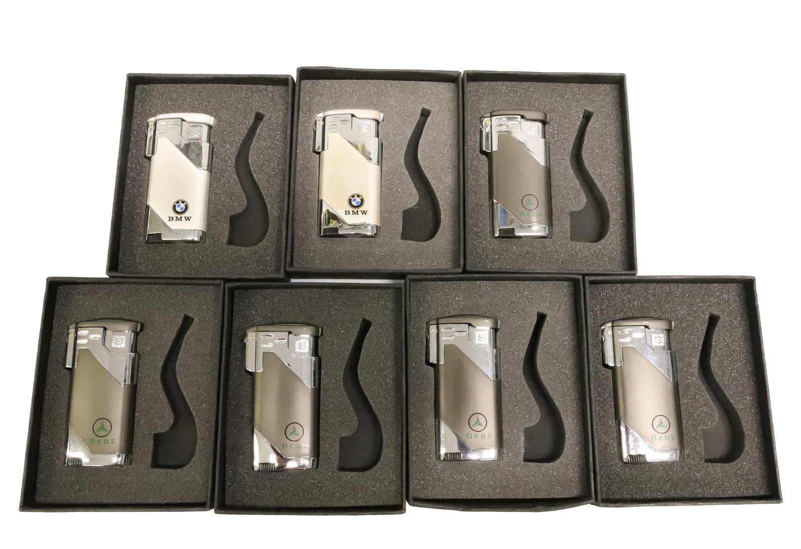 (7) Advertising Star Lighters, Original Boxes: Some mrkd. BMW and Benz. PLEASE READ CAREFULLY - ITEMS MUST BE PAID FOR THROUGH LIVE AUCTIONEERS OR WITH CASH OR CHECK IN PERSON - Terms for Purchasing and Shipping of Auction Items. Please read caref