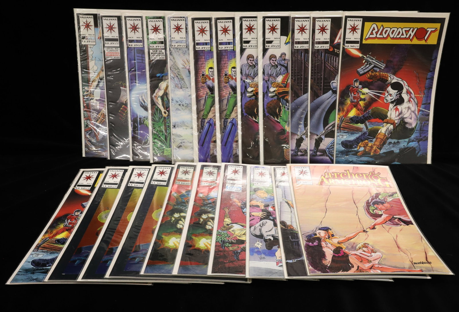 (22) Valiant comic books: (18) "Bloodshot" &(4) "Archer Armstrong" PLEASE READ CAREFULLY - ITEMS MUST BE PAID FOR THROUGH LIVE AUCTIONEERS OR WITH CASH OR CHECK IN PERSON - Terms for Purchasing and Shipping of Auction Items.