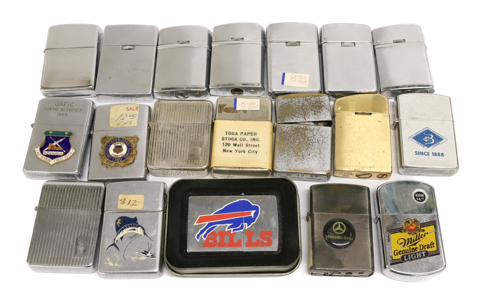 (19) Vintage Lighters: Including: Heit Sport, Berkeley, Colonel, Super Ace, Champ, Supreme and More. PLEASE READ CAREFULLY - ITEMS MUST BE PAID FOR THROUGH LIVE AUCTIONEERS OR WITH CASH OR CHECK IN PERSON - Terms for