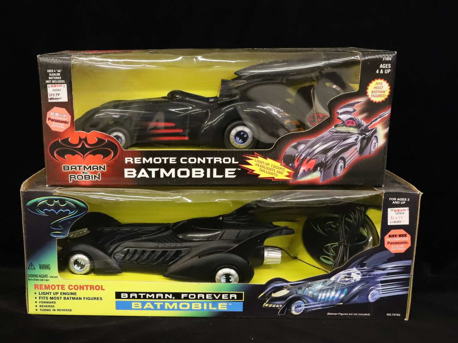 (2) Remote Control Batmobiles: Batman Forever and Batman & Robin Batmobiles. PLEASE READ CAREFULLY - ITEMS MUST BE PAID FOR THROUGH LIVE AUCTIONEERS OR WITH CASH OR CHECK IN PERSON - Terms for Purchasing and Shipping of Auction Ite