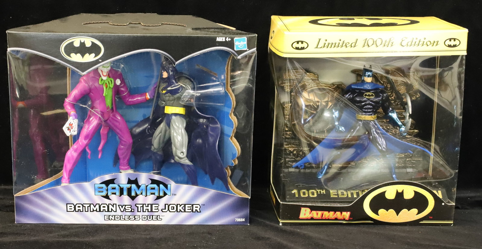 (2) Batman Action Figures: Including: Limited 100th Edition Batman (Kenner) and Batman vs. The Joker (DC WB). PLEASE READ CAREFULLY - ITEMS MUST BE PAID FOR THROUGH LIVE AUCTIONEERS OR WITH CASH OR CHECK IN PERSON - Terms for P