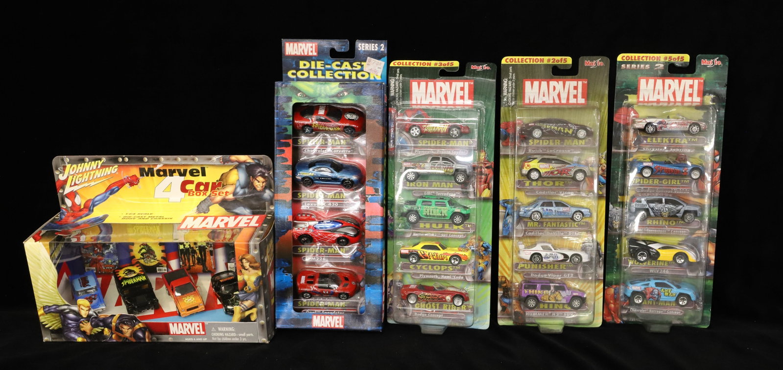 Lot of Marvel Die-Cast Cars Box Sets: (5) Boxed Sets. PLEASE READ CAREFULLY - ITEMS MUST BE PAID FOR THROUGH LIVE AUCTIONEERS OR WITH CASH OR CHECK IN PERSON - Terms for Purchasing and Shipping of Auction Items. Please read carefully