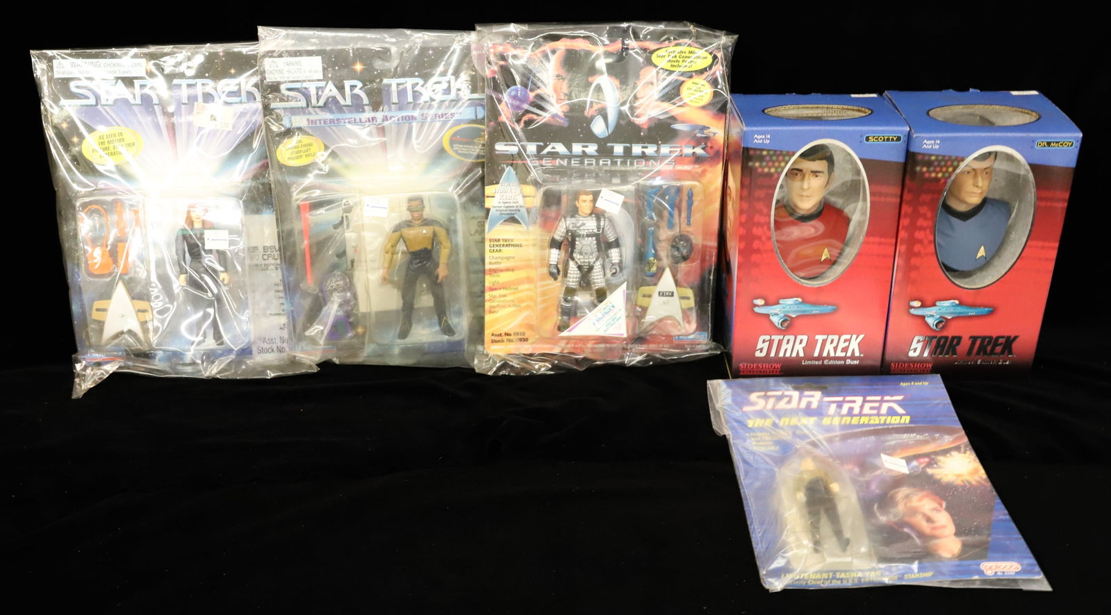 Lot of Star Trek Action Figures and Busts: (2) Busts and (4) Figures. Original Packaging. PLEASE READ CAREFULLY - ITEMS MUST BE PAID FOR THROUGH LIVE AUCTIONEERS OR WITH CASH OR CHECK IN PERSON - Terms for Purchasing and Shipping of Auction It