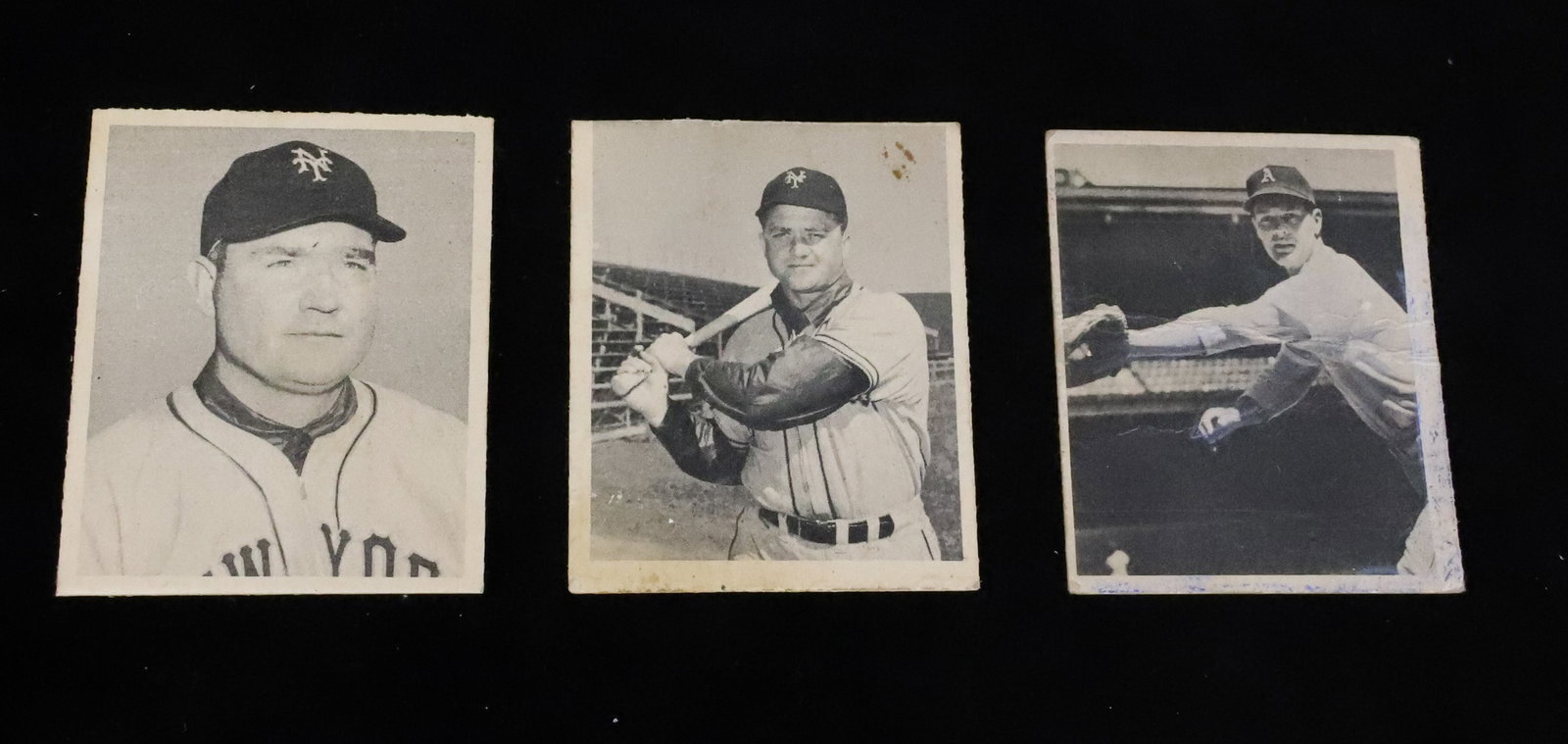 (3) Bowman 1948 Baseball Cards: Including: Eddie Joost 15, Willard Marshall 13, and Johnny Mize 4. PLEASE READ CAREFULLY - ITEMS MUST BE PAID FOR THROUGH LIVE AUCTIONEERS OR WITH CASH OR CHECK IN PERSON - Terms for Purchasing and Sh