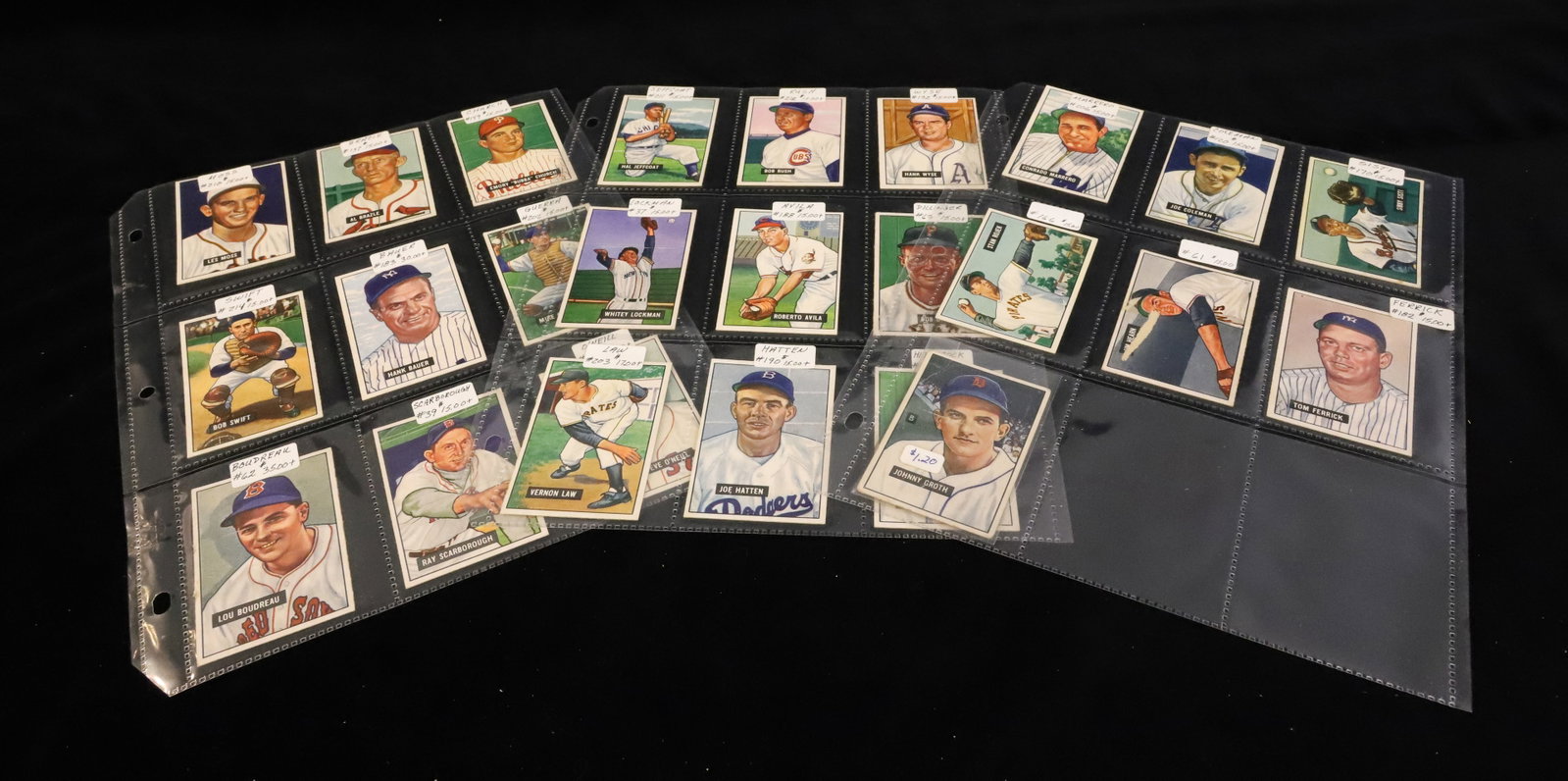 Lot of 1951 Bowman Baseball Cards: (25) cards. PLEASE READ CAREFULLY - ITEMS MUST BE PAID FOR THROUGH LIVE AUCTIONEERS OR WITH CASH OR CHECK IN PERSON - Terms for Purchasing and Shipping of Auction Items. Please read carefully before b