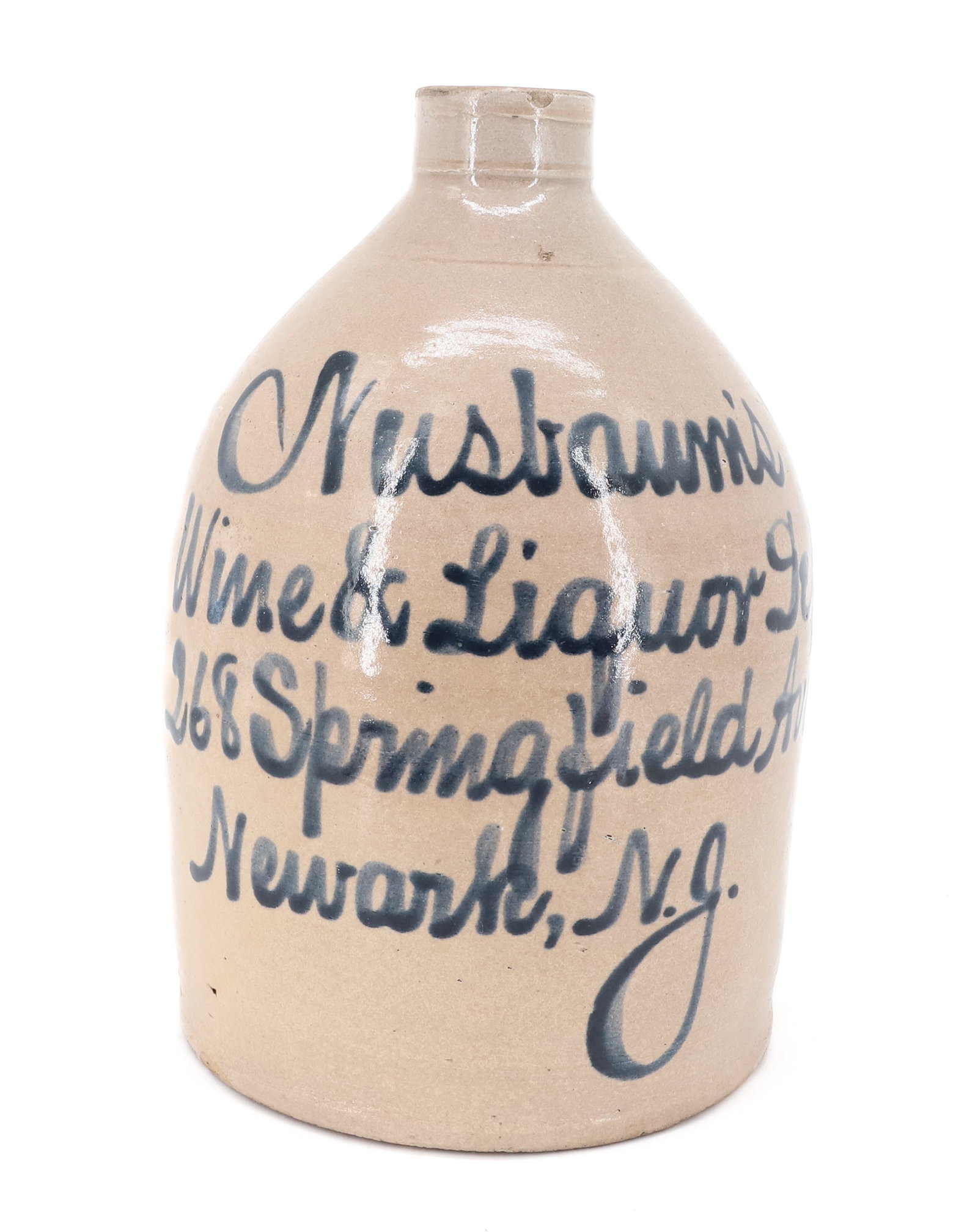 NEWARK, NJ BLUE SCRIPT ADVERTISING JUG (1 of 6)