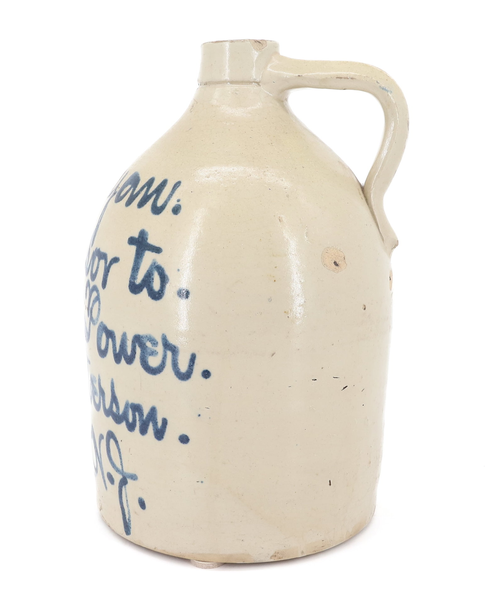 PATERSON, NJ BLUE SCRIPT ADVERTISING JUG - 4