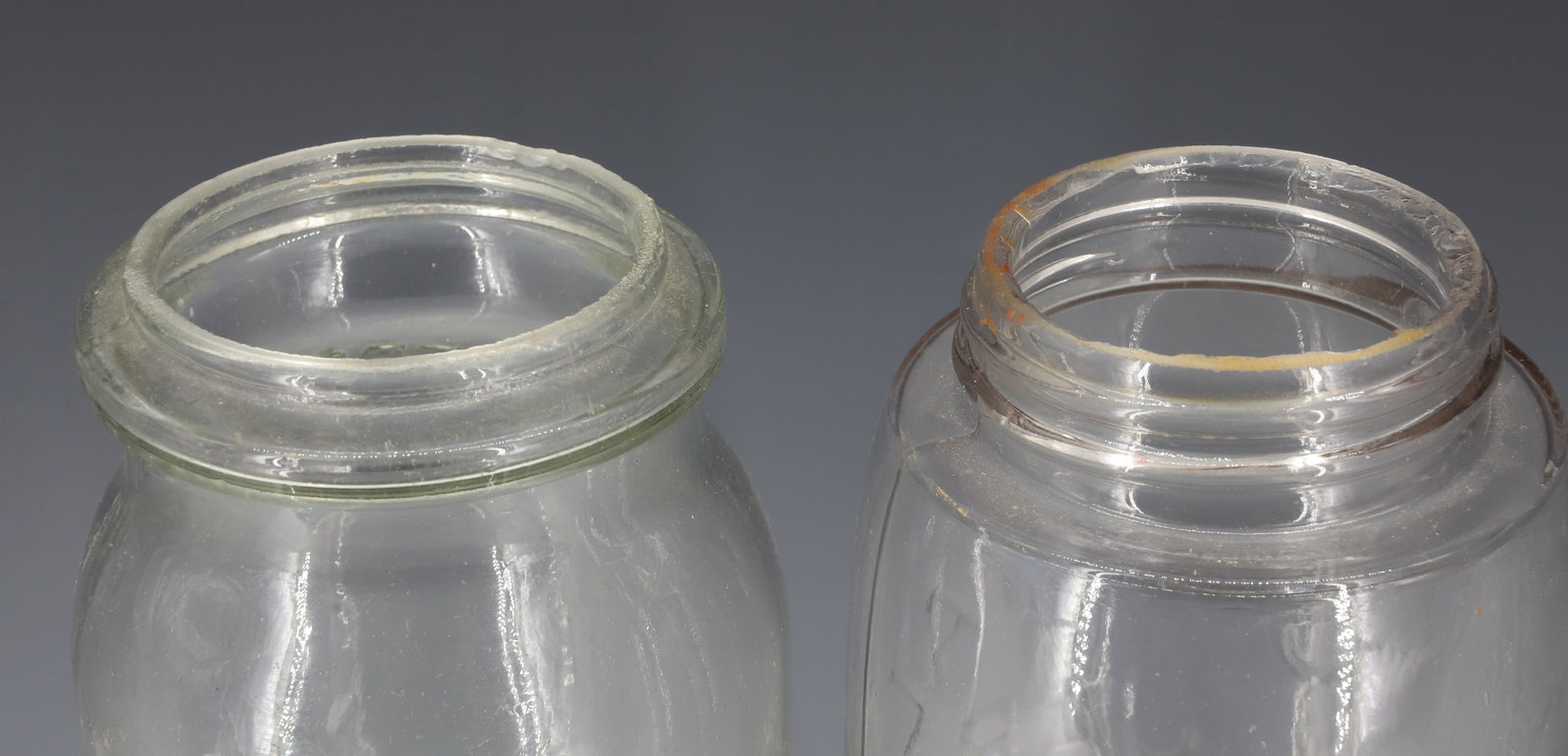 (2) EMBOSSED GLASS FRUIT JARS - 4