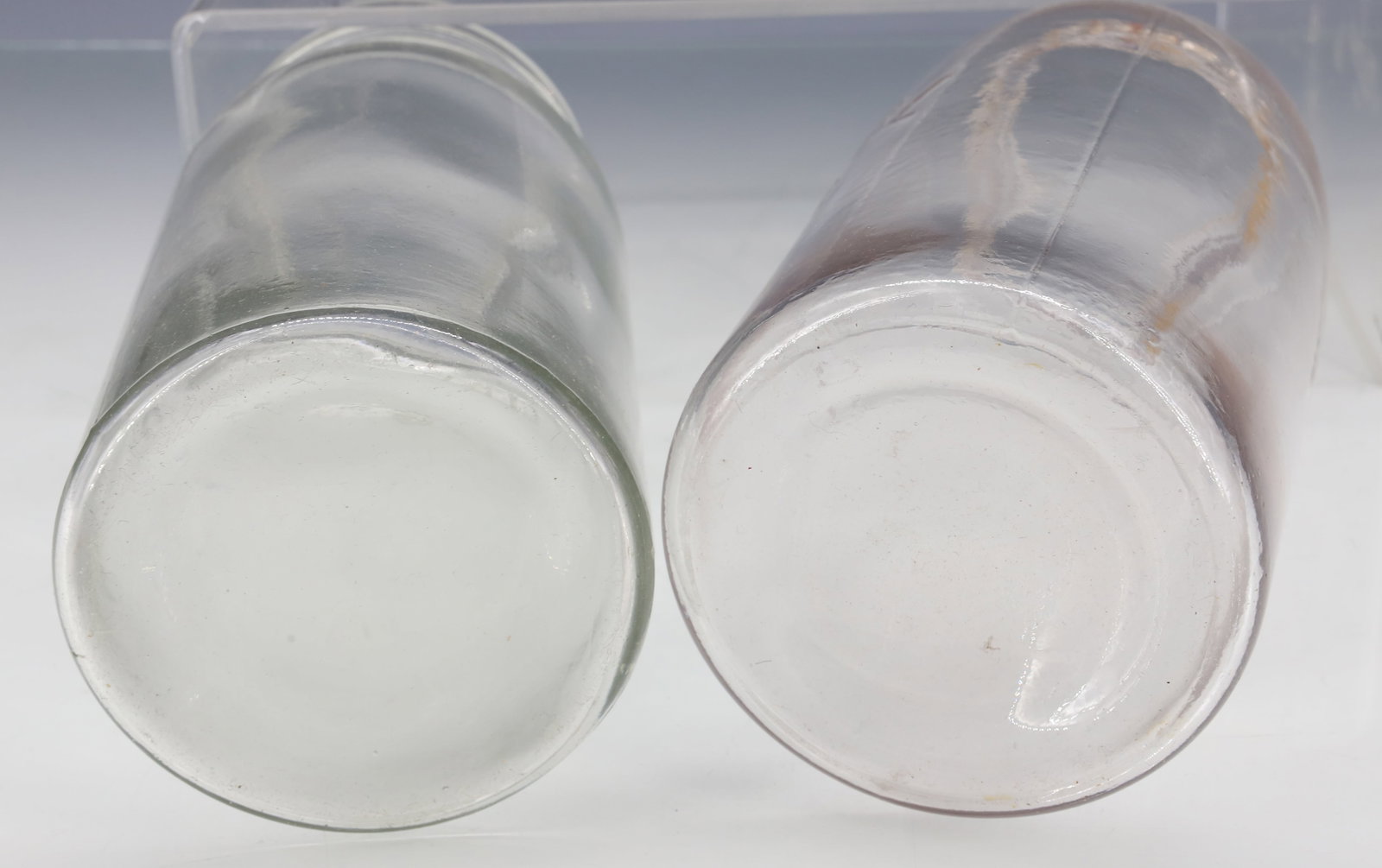 (2) EMBOSSED GLASS FRUIT JARS - 5