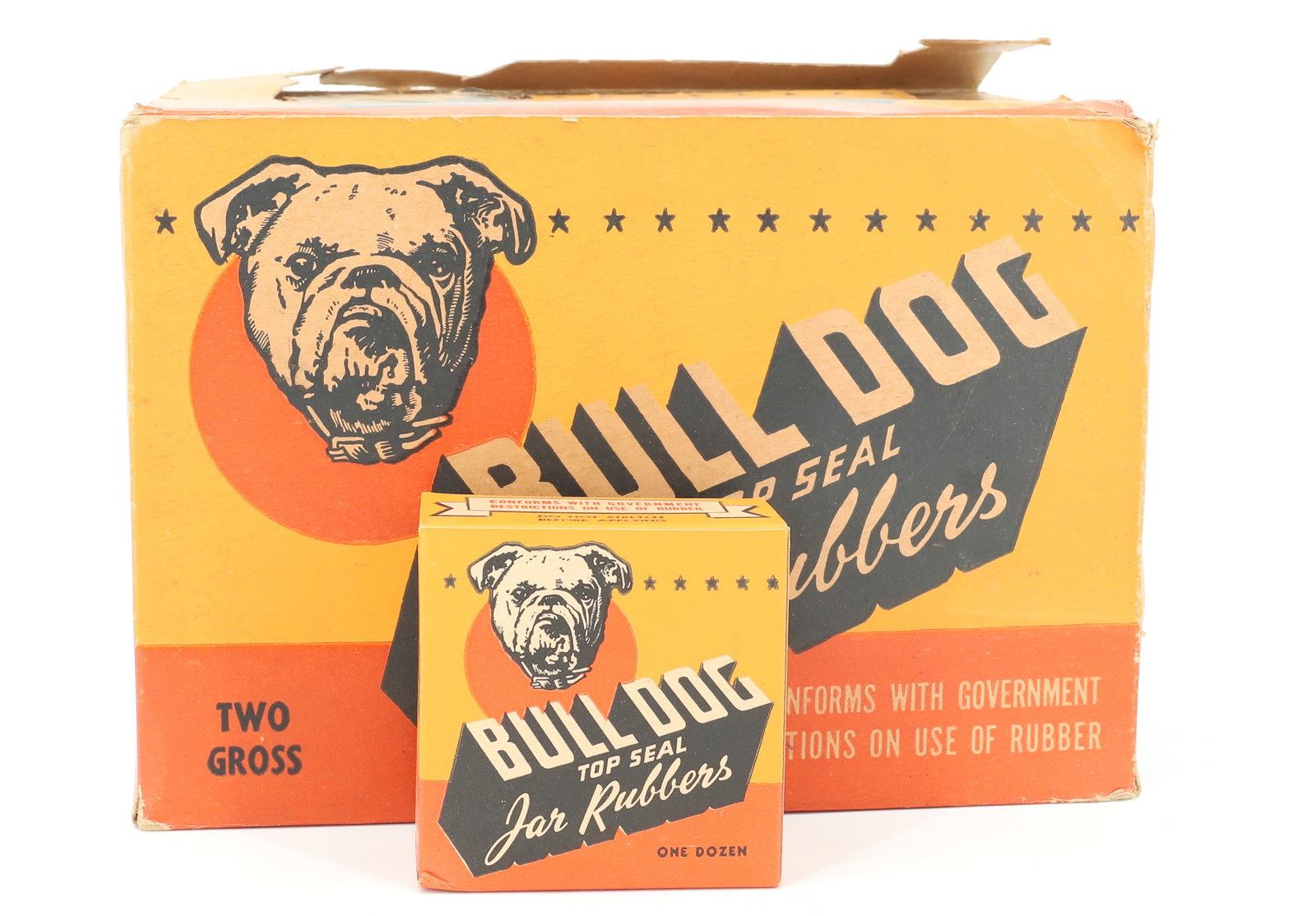 CASE OF BULL DOG JAR RUBBERS: (24) INDIVIDUAL BOXES. LID DETACHED FROM LARGE BOX. PLEASE READ CAREFULLY - ITEMS MUST BE PAID FOR THROUGH LIVE AUCTIONEERS OR WITH CASH OR CHECK IN PERSON - Terms for Purchasing and Shipping of