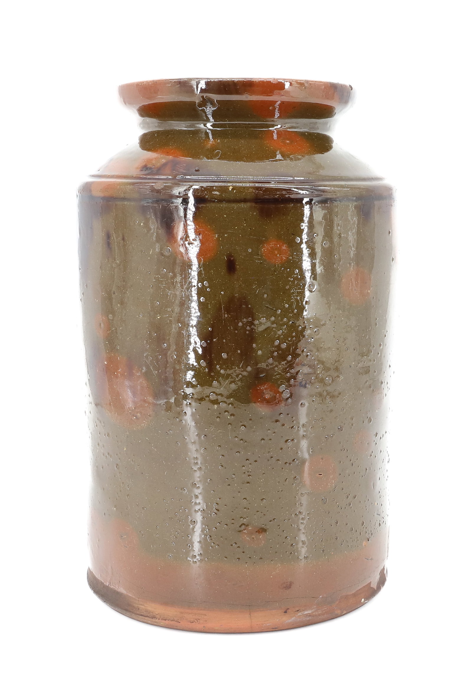 MULTI COLOR GLAZED REDWARE JAR (1 of 6)