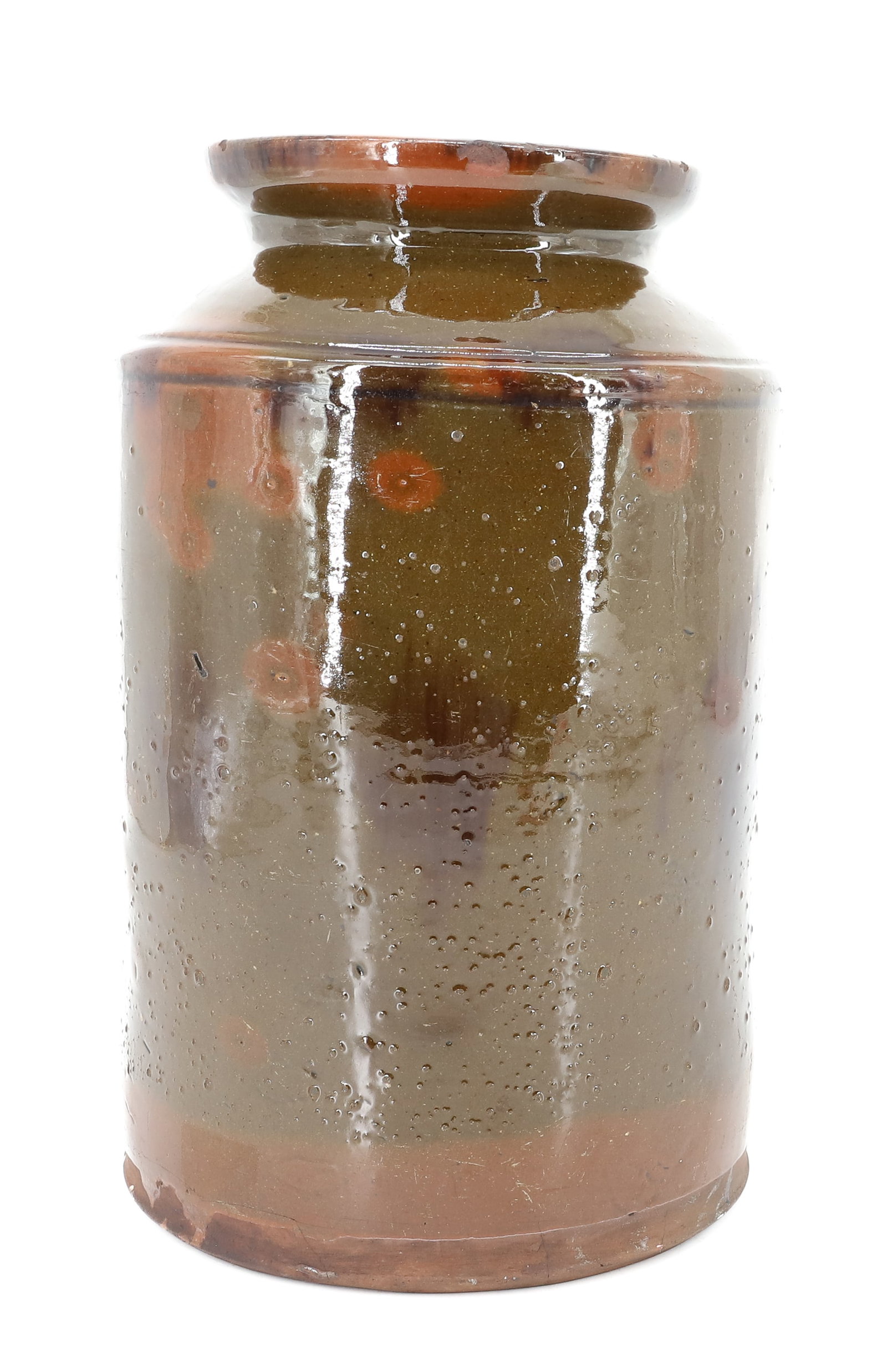 MULTI COLOR GLAZED REDWARE JAR - 4