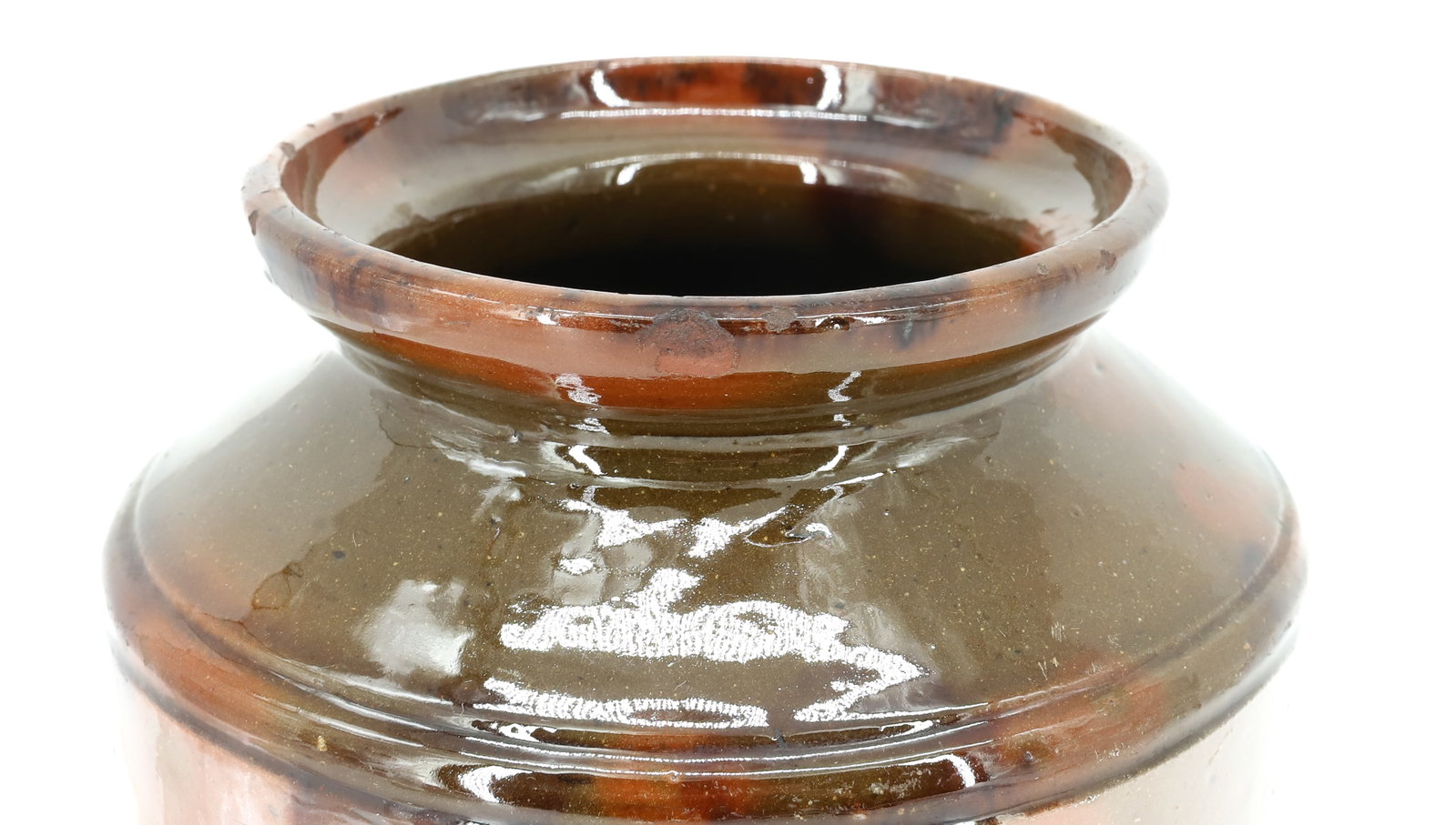 MULTI COLOR GLAZED REDWARE JAR - 5