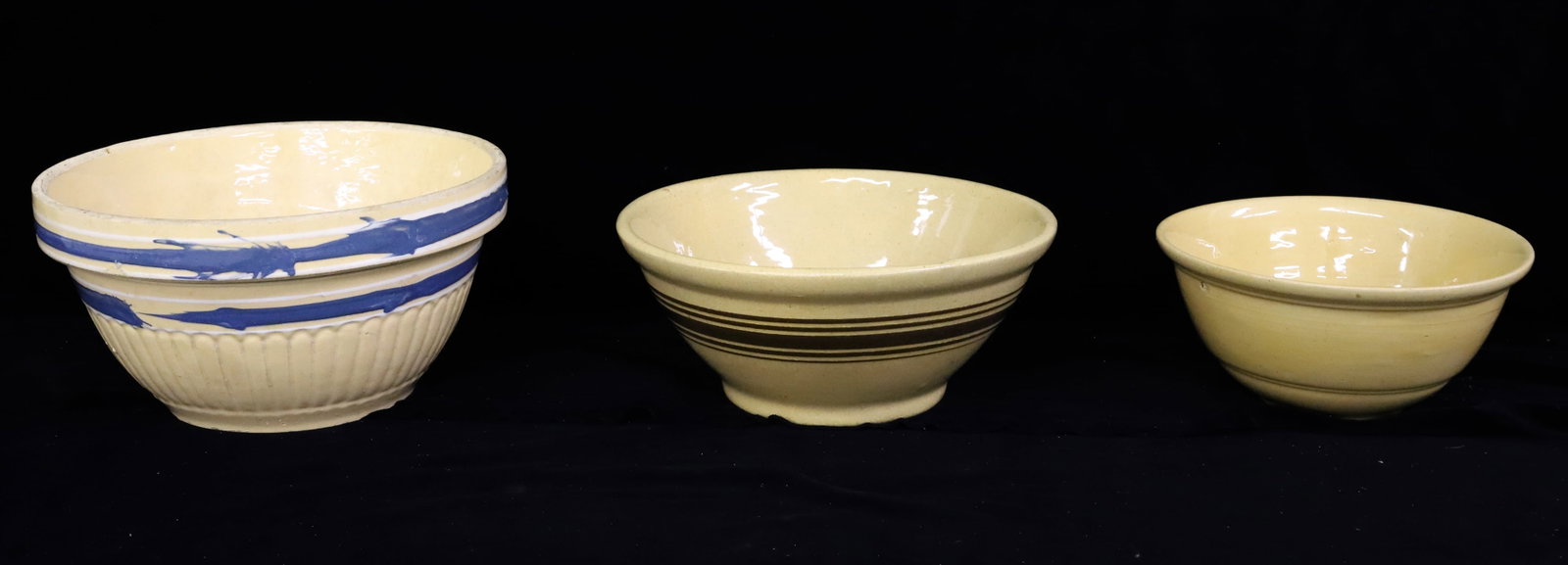 LOT OF (3) YELLOW WARE BOWLS (1 of 7)