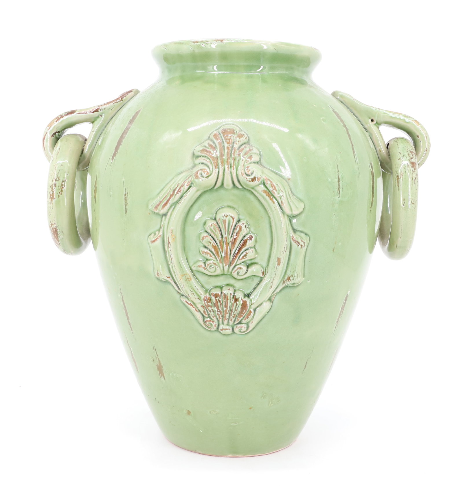GREEN GLAZE POTTERY JAR (1 of 6)