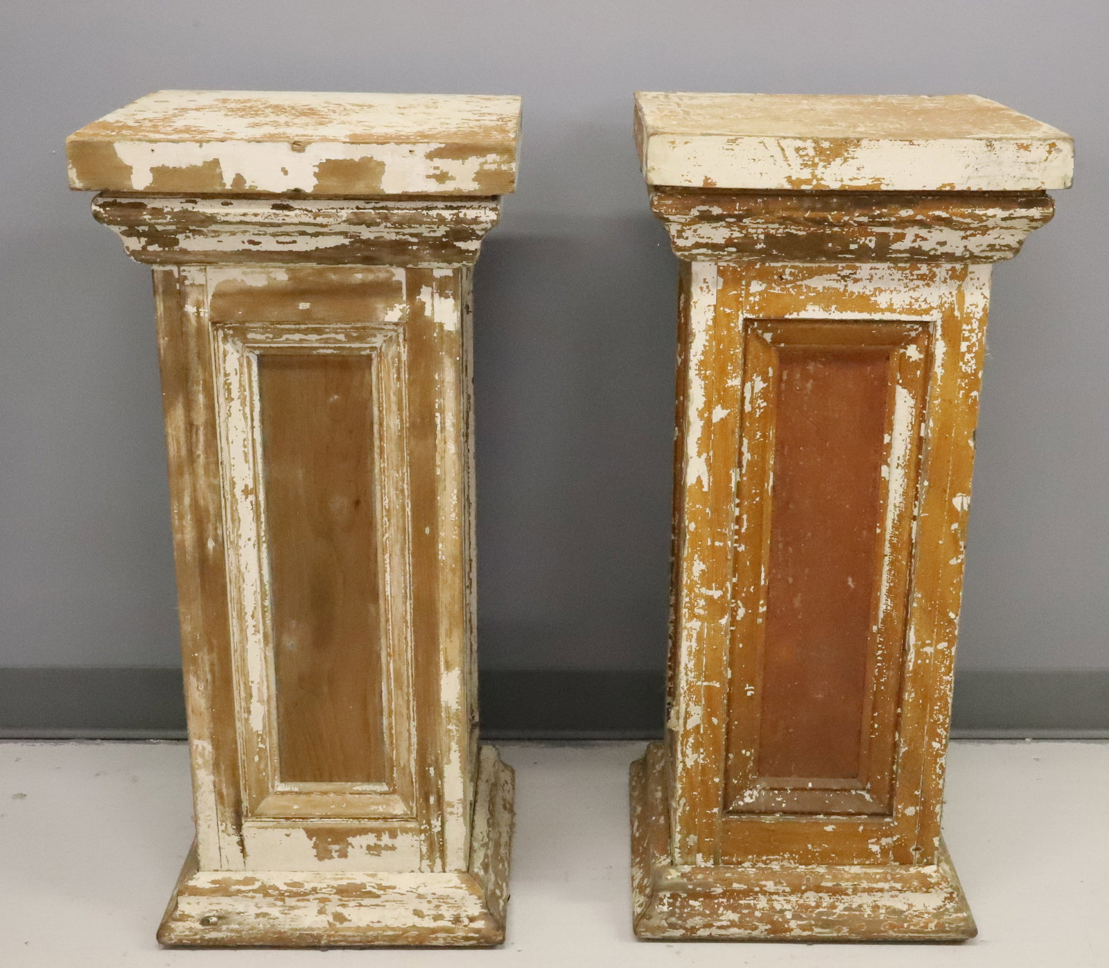 PAIR OF PAINTED WOODEN PEDESTALS (1 of 5)