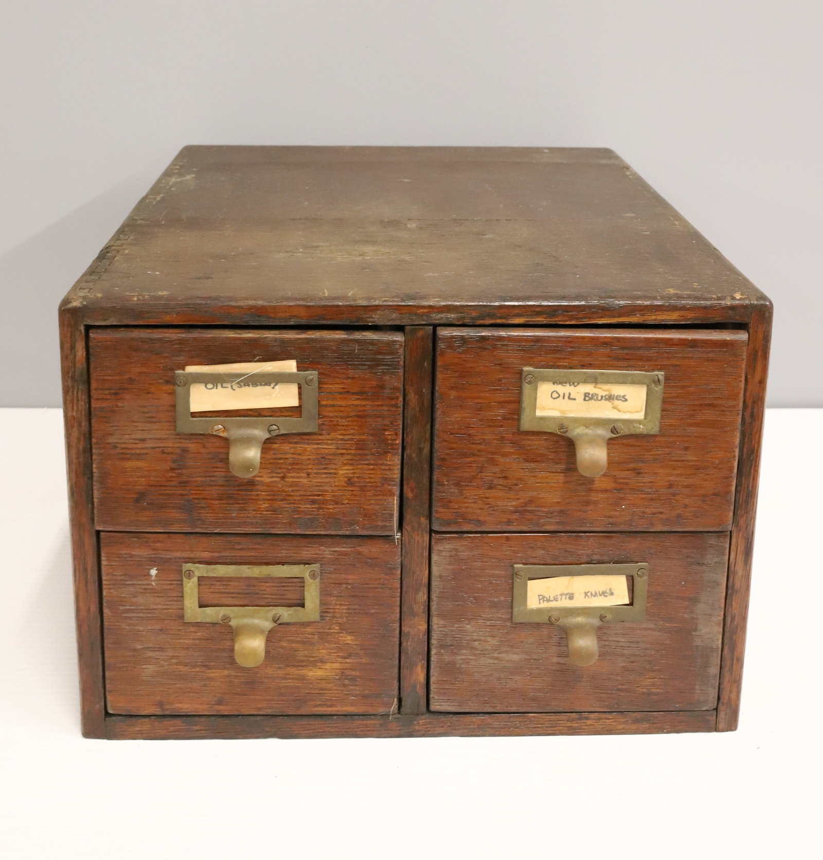 OAK FOUR DRAWER FILE: (4) DRAWERS WITH BRASS HARDWARE - 9" X 13" X 16 1/2" PLEASE READ CAREFULLY - ITEMS MUST BE PAID FOR THROUGH LIVE AUCTIONEERS OR WITH CASH OR CHECK IN PERSON - Terms for Purchasing and Shipping of Auct