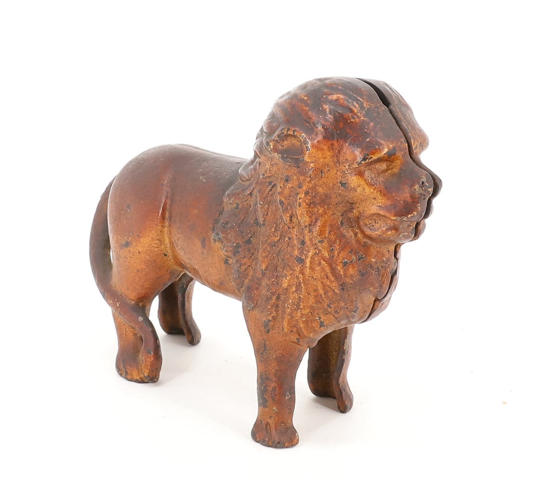 LARGE CAST IRON LION BANK (1 of 4)