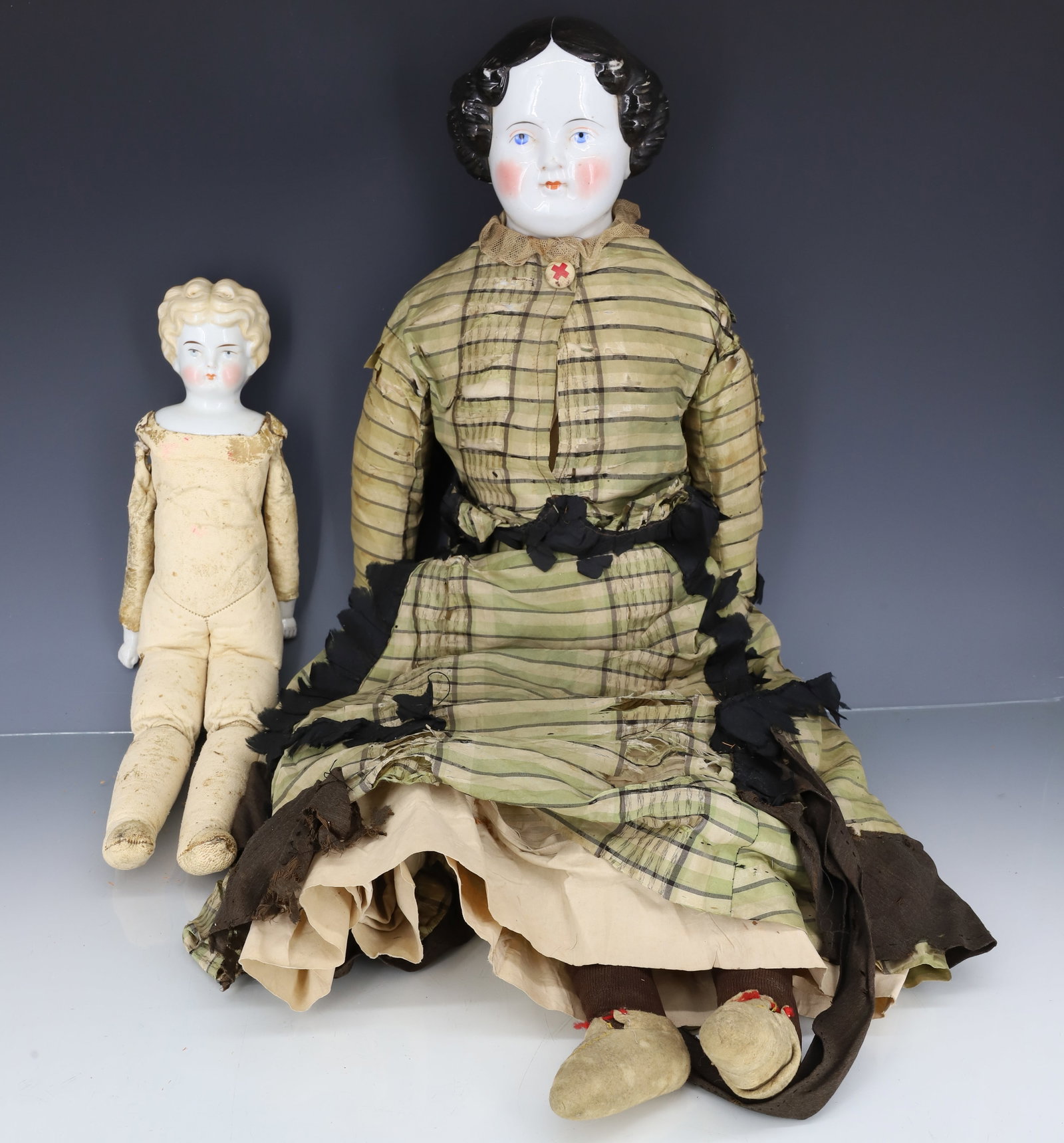 (2) PORCELAIN AND CLOTH DOLLS (1 of 8)