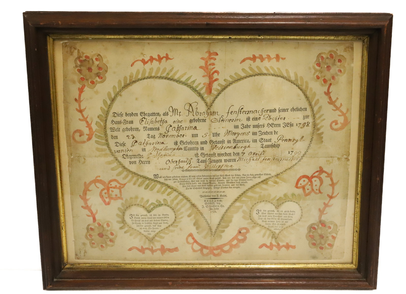 FRAMED 18TH CENTURY FRAKTUR (1 of 5)
