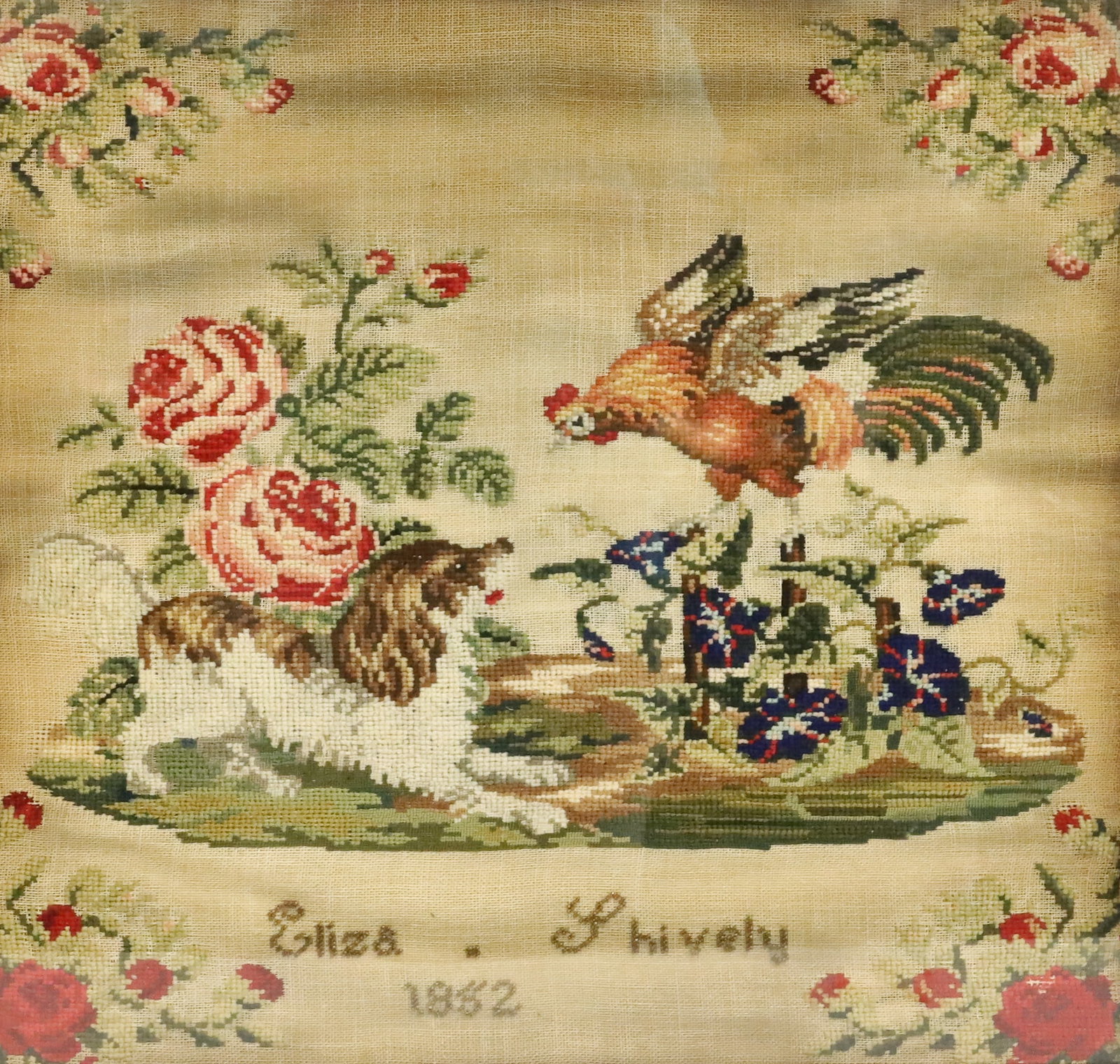 FRAMED 19TH CENTURY NEEDLEPOINT SCENE (1 of 7)