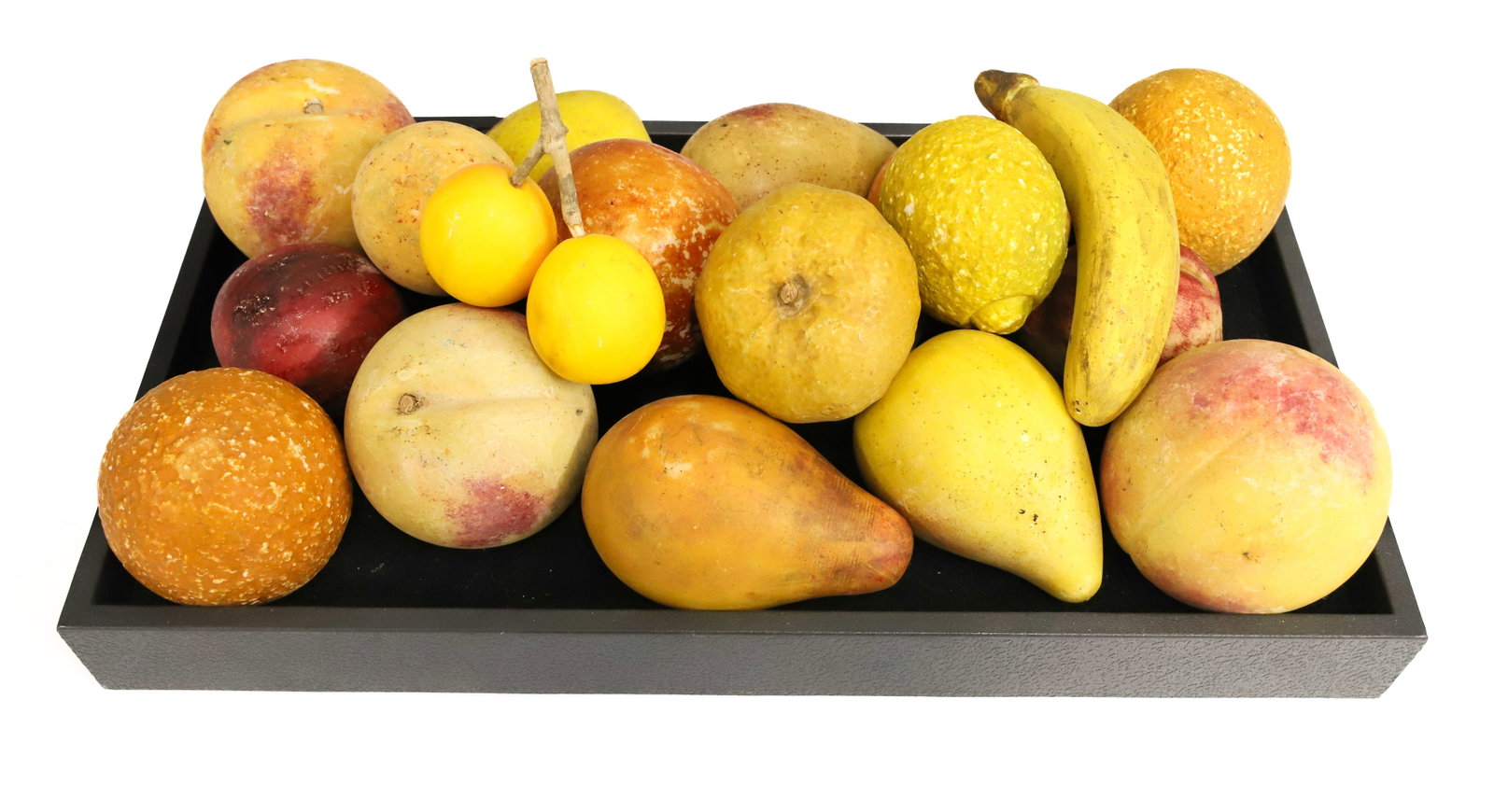 LOT OF STONE FRUIT: (18) PIECES OF VARIOUS STONE FRUITS INCLUDING: ORANGES, PEACHES, LEMONS, BANANA AND MORE. PLEASE READ CAREFULLY - ITEMS MUST BE PAID FOR THROUGH LIVE AUCTIONEERS OR WITH CASH OR CHECK IN PERSON -
