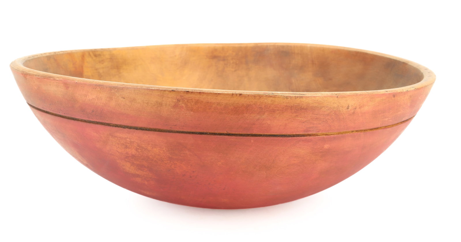 LARGE PAINTED WOODEN BOWL (1 of 6)