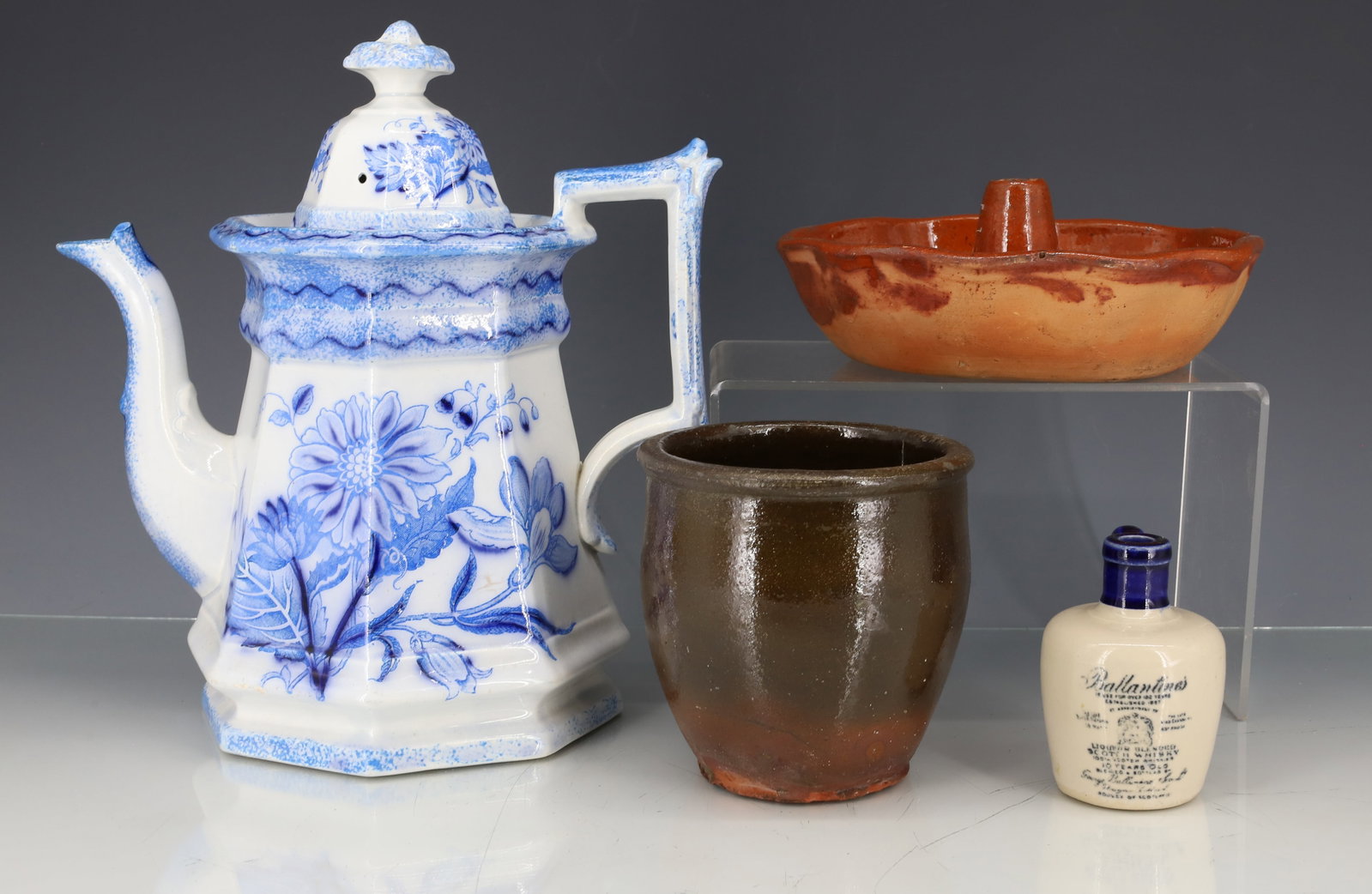 TRANSFERWARE TEAPOT AND REDWARE POTTERY (1 of 7)