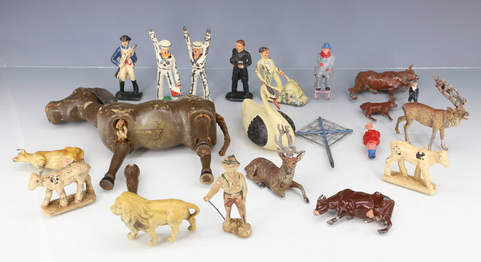 LOT OF CAST METAL, RUBBER, CELLULOID TOYS (1 of 5)