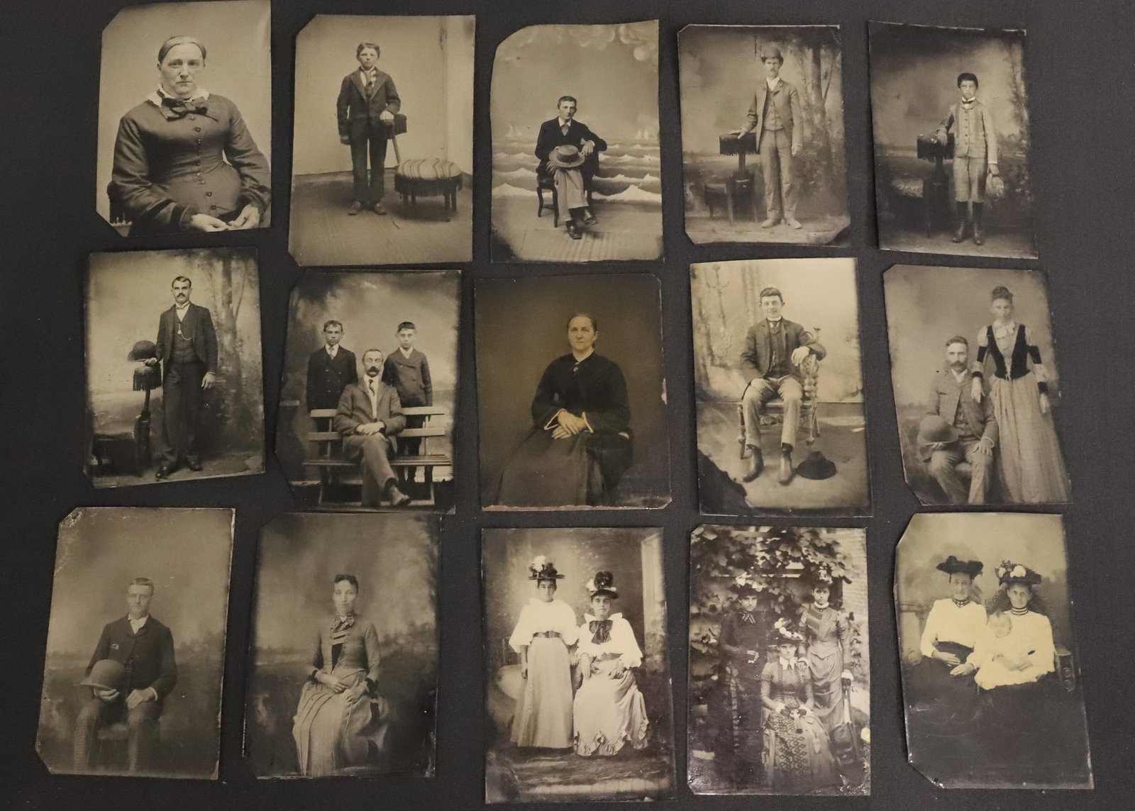 LOT OF ANTIQUE TINTYPES: (15) PHOTOS MOSTLY OF ADULTS. PLEASE READ CAREFULLY - ITEMS MUST BE PAID FOR THROUGH LIVE AUCTIONEERS OR WITH CASH OR CHECK IN PERSON - Terms for Purchasing and Shipping of Auction Items. Please read