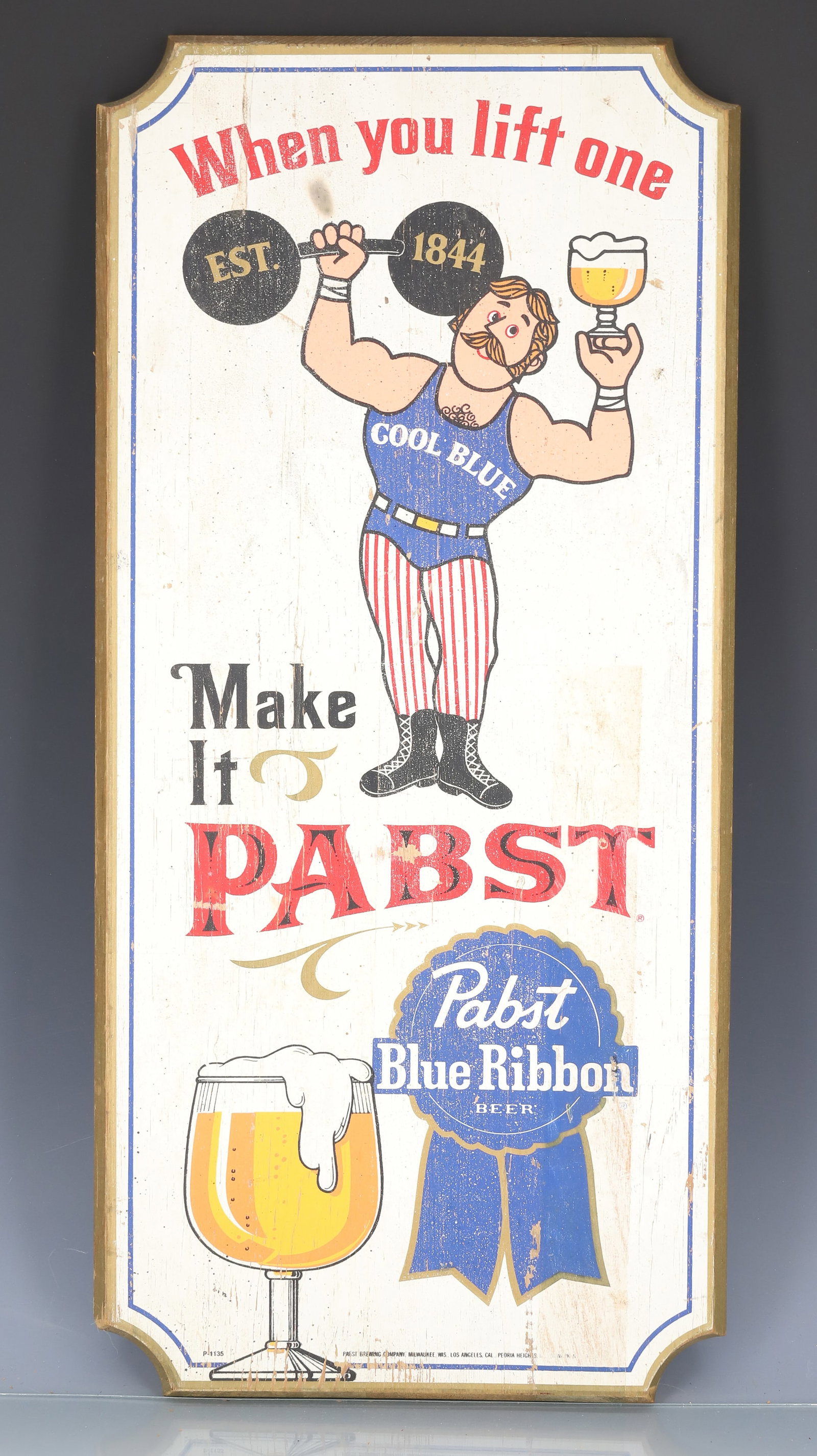 WOODEN PABST BLUE RIBBON BEER SIGN (1 of 3)