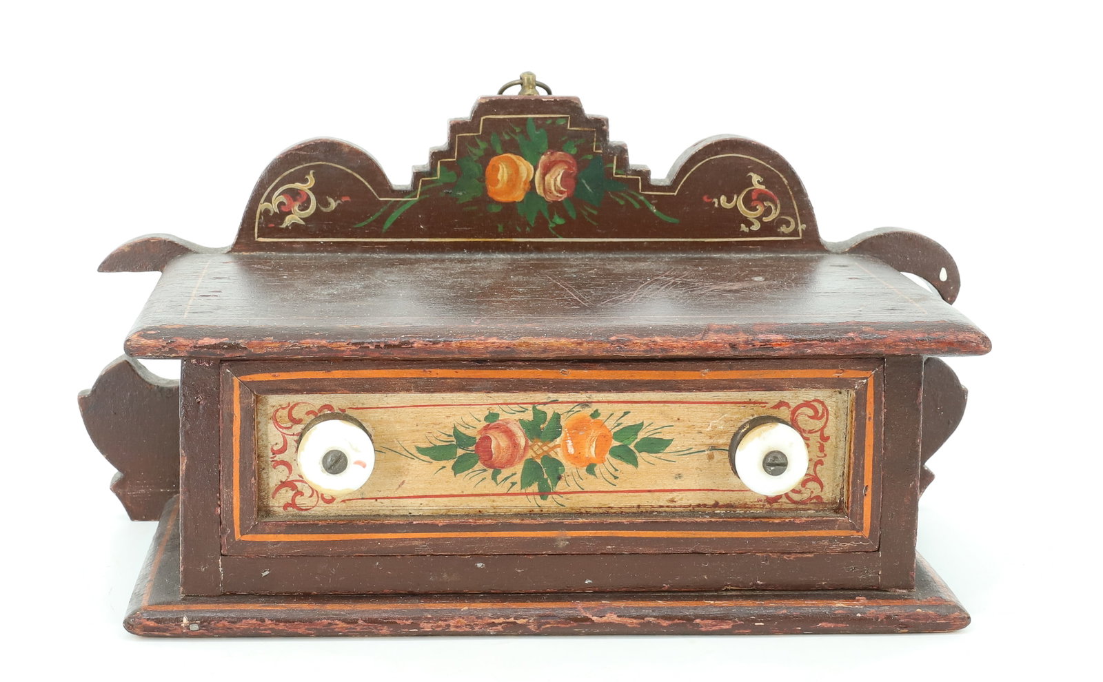 PAINTED WALL BOX W/ DRAWER (1 of 6)