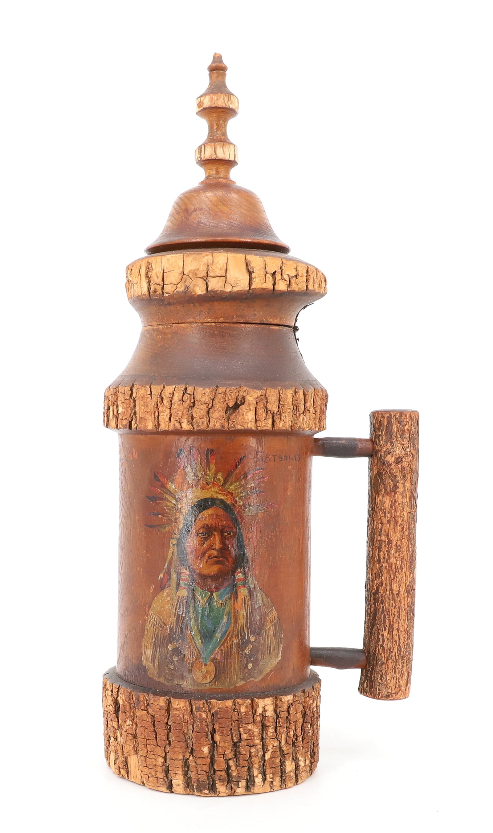 LARGE WOODEN CATSKILLS TANKARD, STEIN (1 of 6)