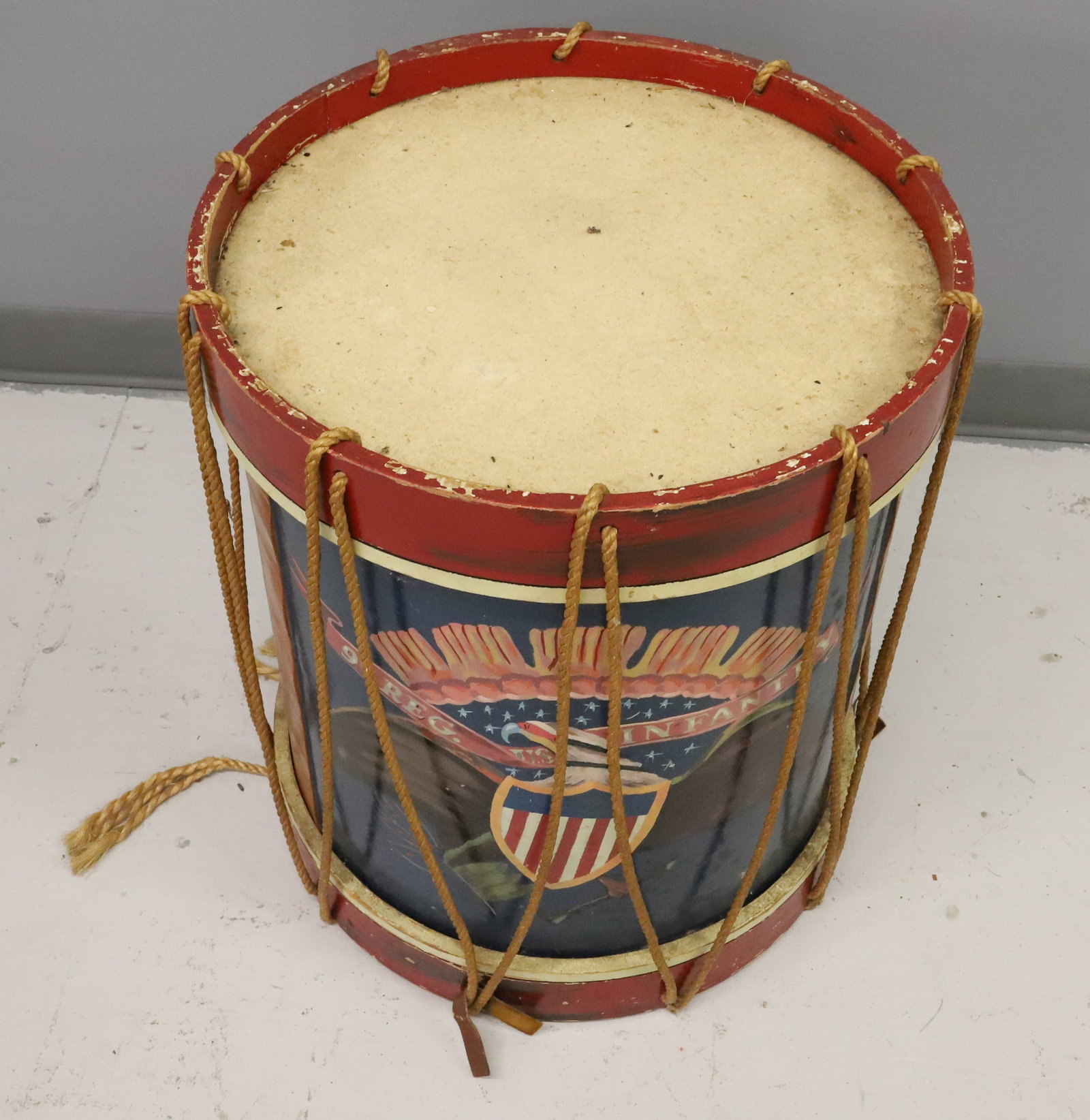 FOLK PAINTED DRUM SIDE TABLE - 2